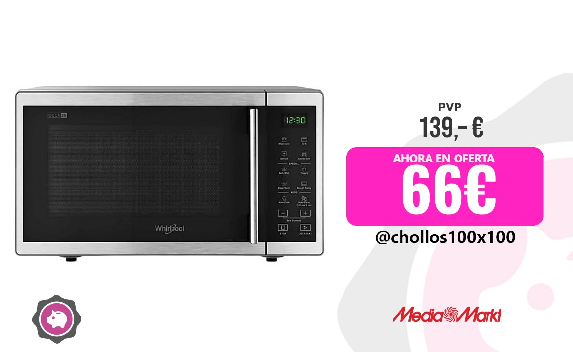 Microondas Grill Microondas Con Grill - Whirlpool Mwp 253 Sx, 900W, 7 Nivele