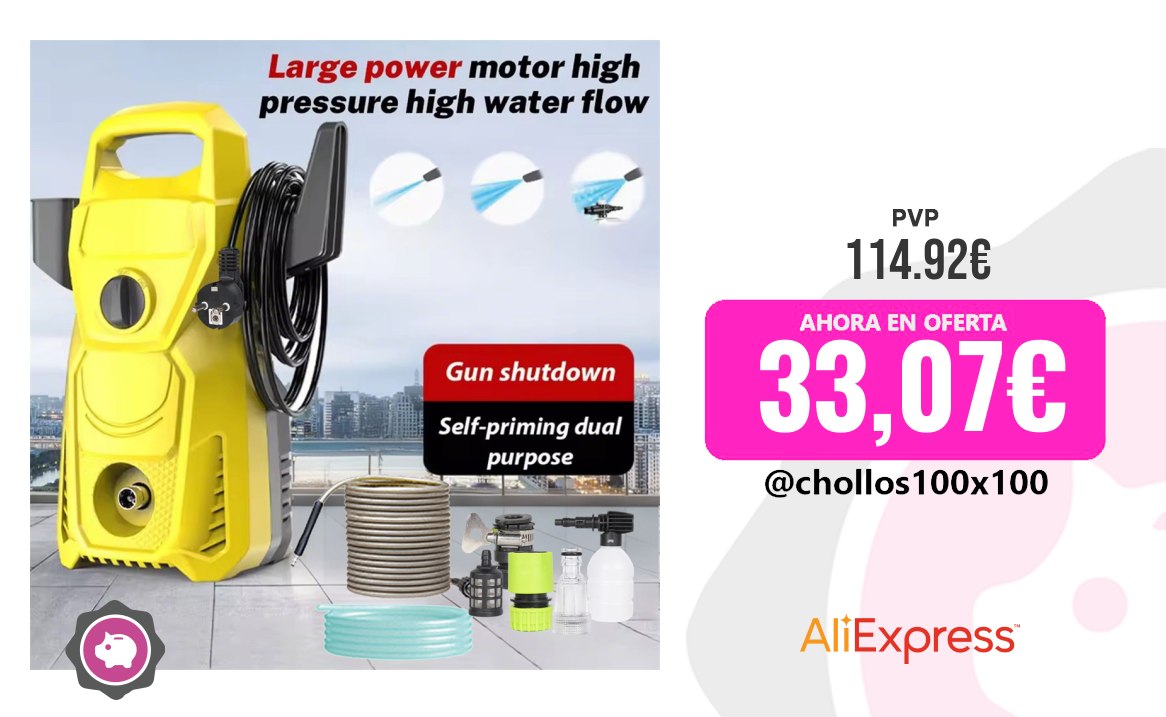 Hidrolavadora Alta Hidrolavadora De Alta Presión De 1500W, Pistola De Agua