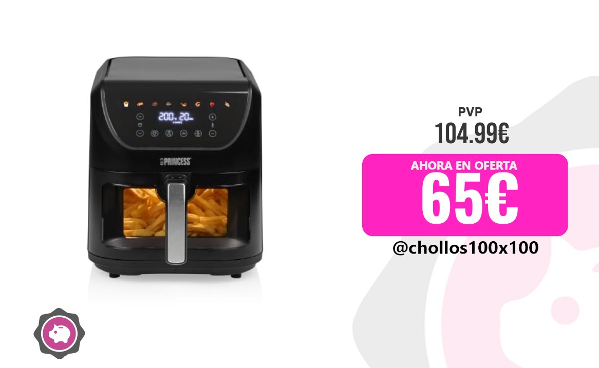 Airfryer Princess Princess Slimfry Airfryer, 8L Capacidad, 2000W, 8 Pr