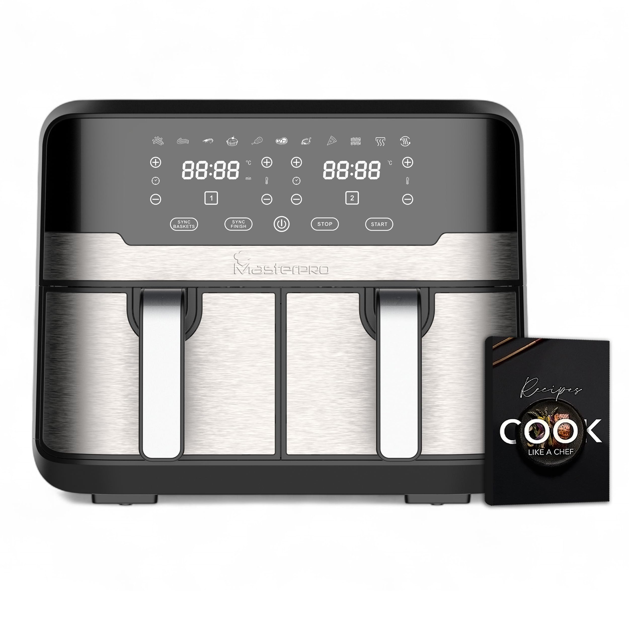 MasterPro Rocket Duo 900 Freidora Sin Aceite Doble Color Negro Capacidad de 9 L y 2400 W ...
