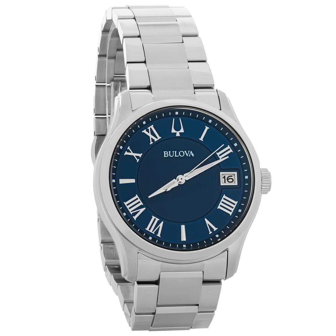 Bulova 96B386 - Reloj analógico de Cuarzo para Hombre con Correa de Acero Inoxidable, Azul, Puls