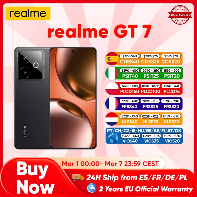 Bajada De Precio Realme Gt 7 Global Version 5G Smartphone Ai Dimensity 9400E 70