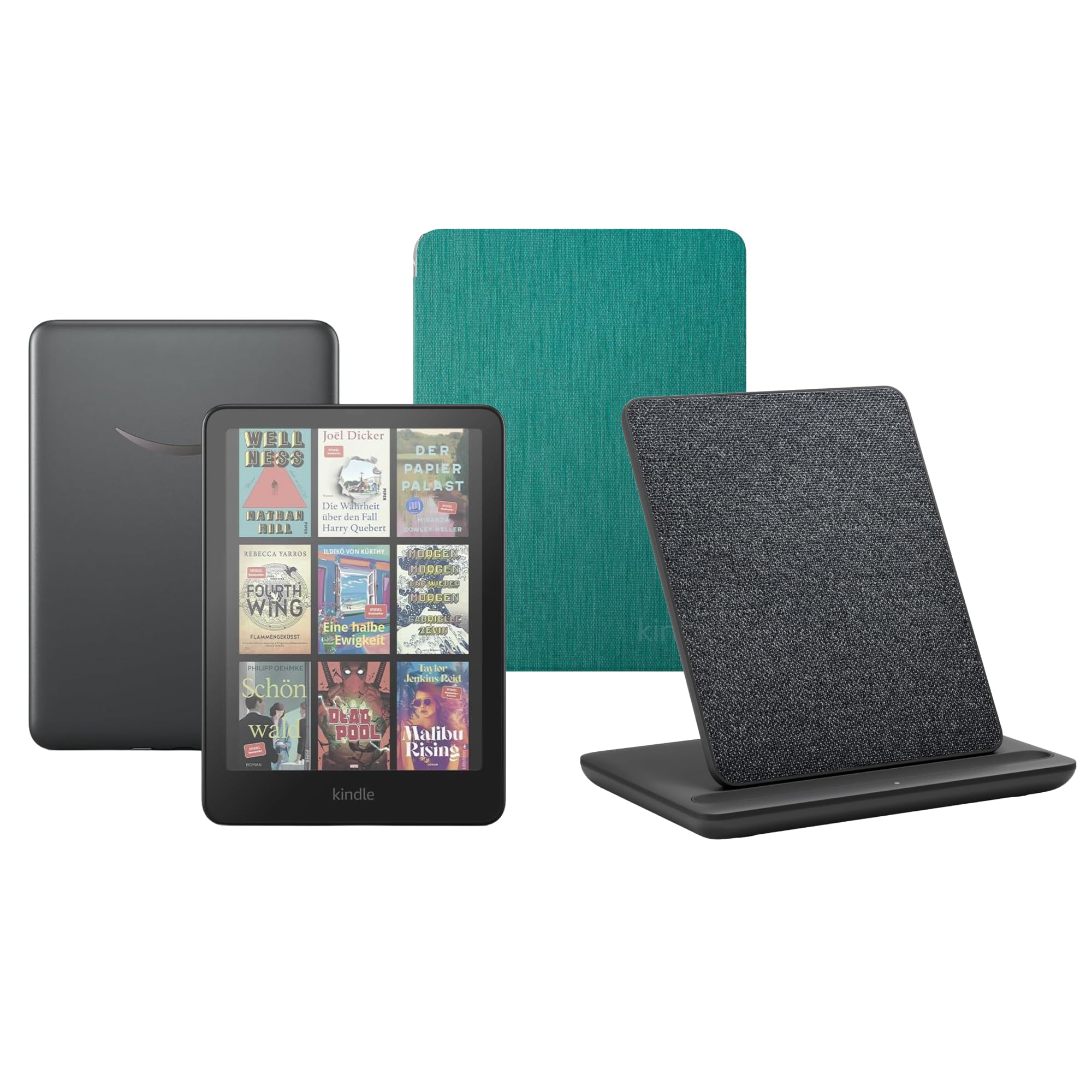 Kindle Colorsoft Signature Edition (32 GB) Con funda trasparente jade y base de carga inalámbric