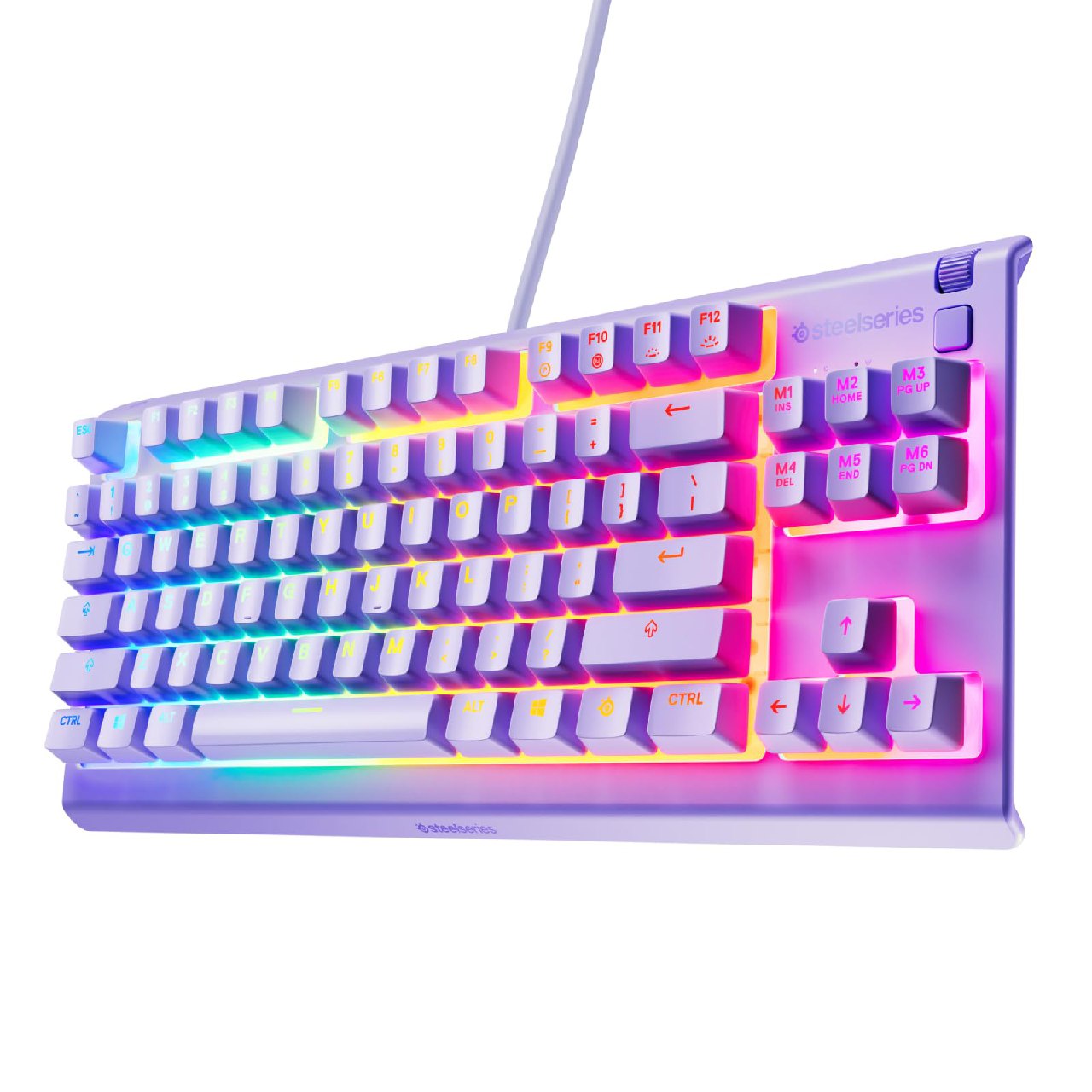 SteelSeries Apex 3 TKL - Teclado Gaming Lavanda y RGB - Factor Forma TKL Compacto - Iluminación