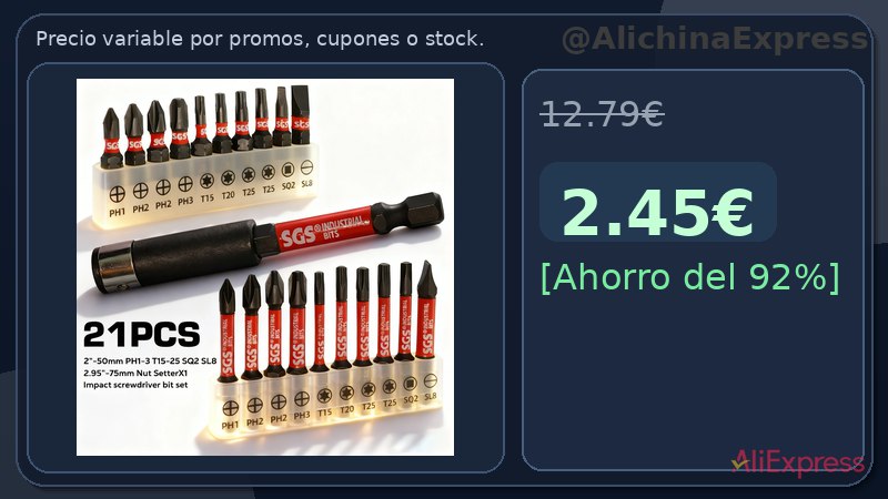 Juego de Puntas de Destornillador en Aliexpress