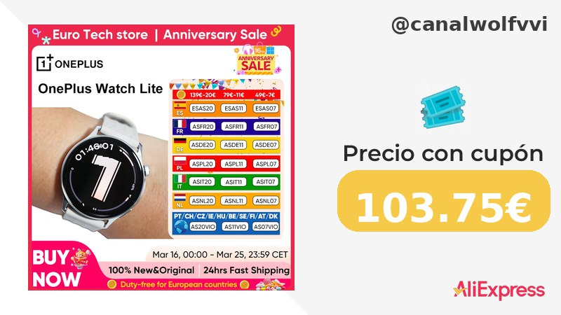 Bajada De Precio Reloj Inteligente Oneplus Watch Lite De 1.46 Pulgadas, 100 Mod