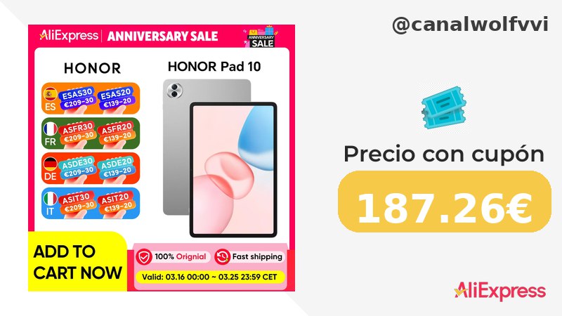 Oferta del día: Tablet Honor Pad 10 con pantalla de 12.1 pulgadas