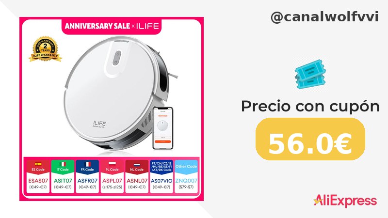 Bajada De Precio Robot Aspirador Ilife V20, Succión 5000Pa, Navegación Inteli