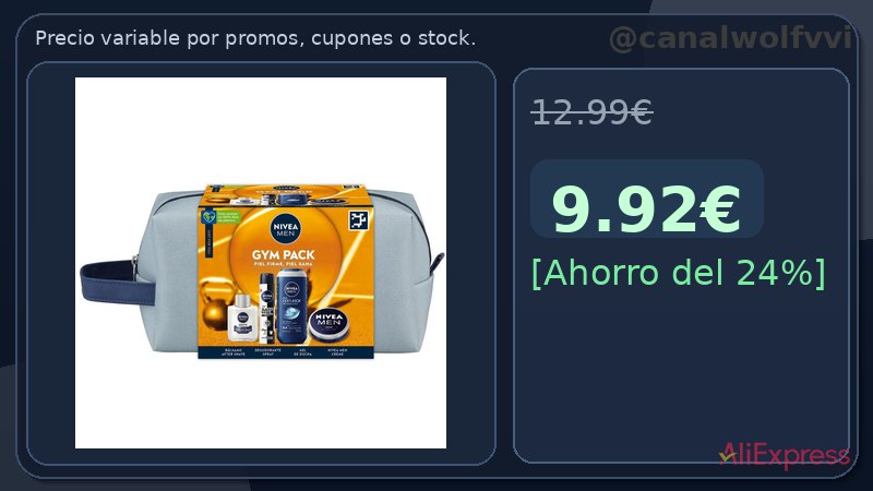 Bajada De Precio Nivea Men Neceser Gimnasio Gympack - Contiene After Shave, Des