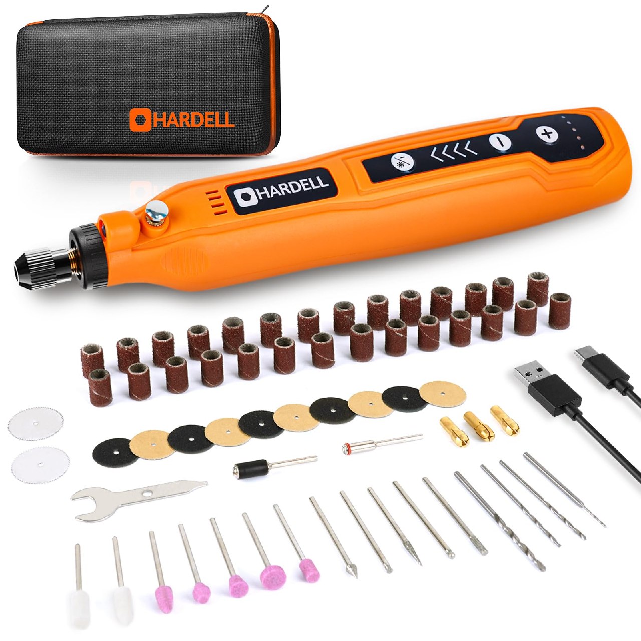 HARDELL Mini Amoladora Bateria Inalámbrica USB, Herramienta Rotativa Multifunción 3.7V con 69 A