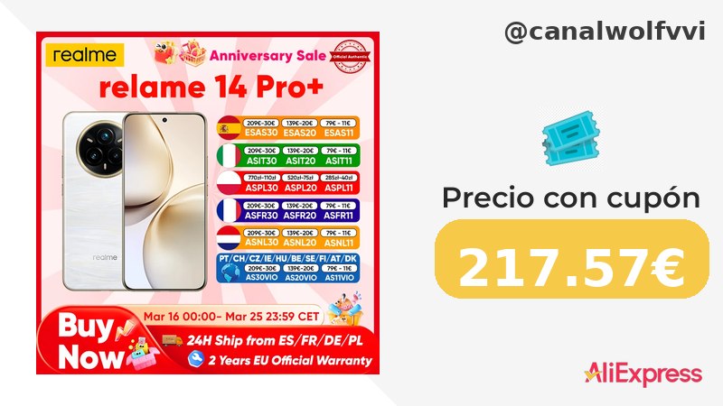 Bajada De Precio Realme 14 Pro Plus 5G Smartphone Global Version Android Nfc Or
