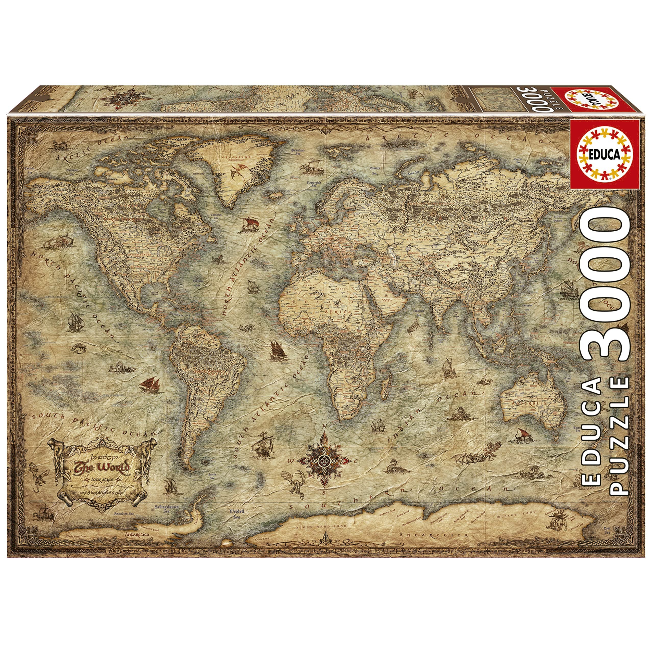 Educa - Puzzle de 3000 Piezas para Adultos Mapamundi. Medida montado: 120 x 85 cm. Incluye Serv