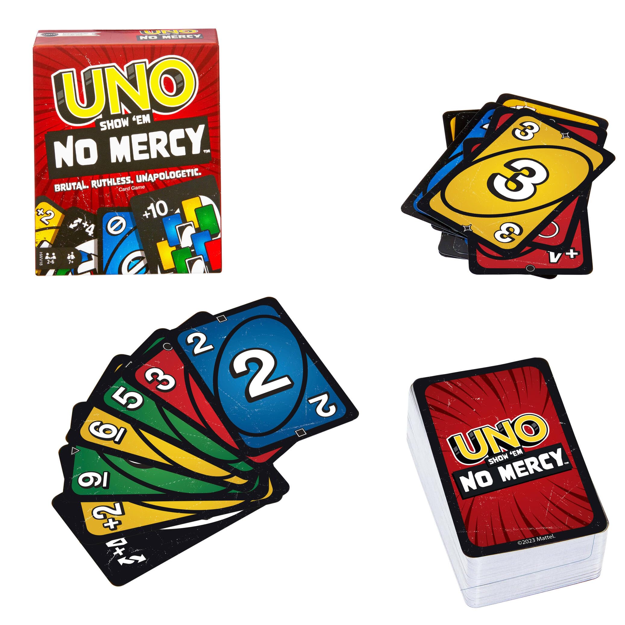 Mattel Games Juego de cartas UNO No Mercy - Juego de Mesa Familiar