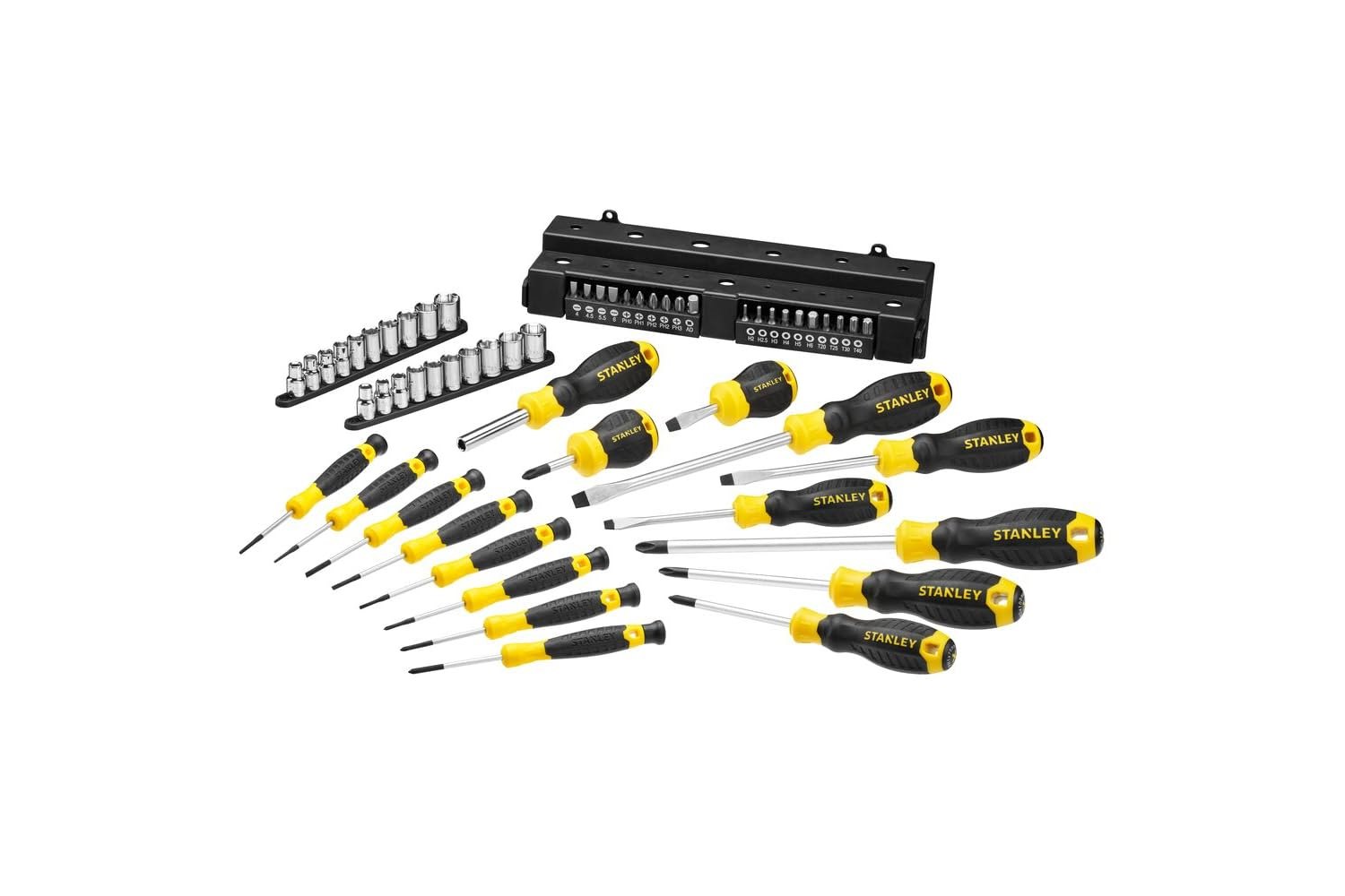 STANLEY Set de 57 Piezas, Destornilladores y Puntas de Destornillador de 25 mm, Juego de Vasos, M