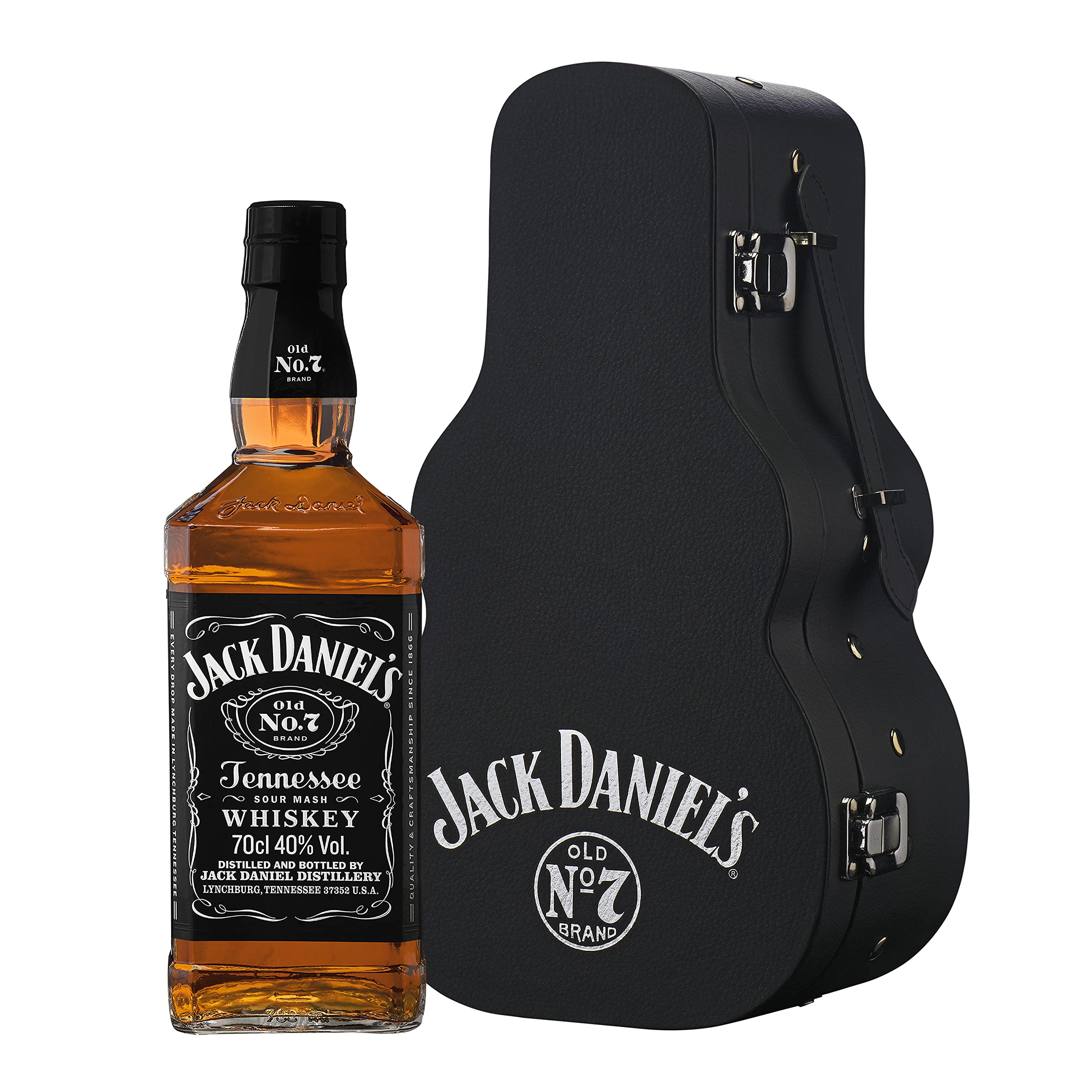 Jack Daniel's Tennessee Whiskey Old No.7, 43% Vol. Alcohol, Incluye Estuche Guitarra Para Regalar