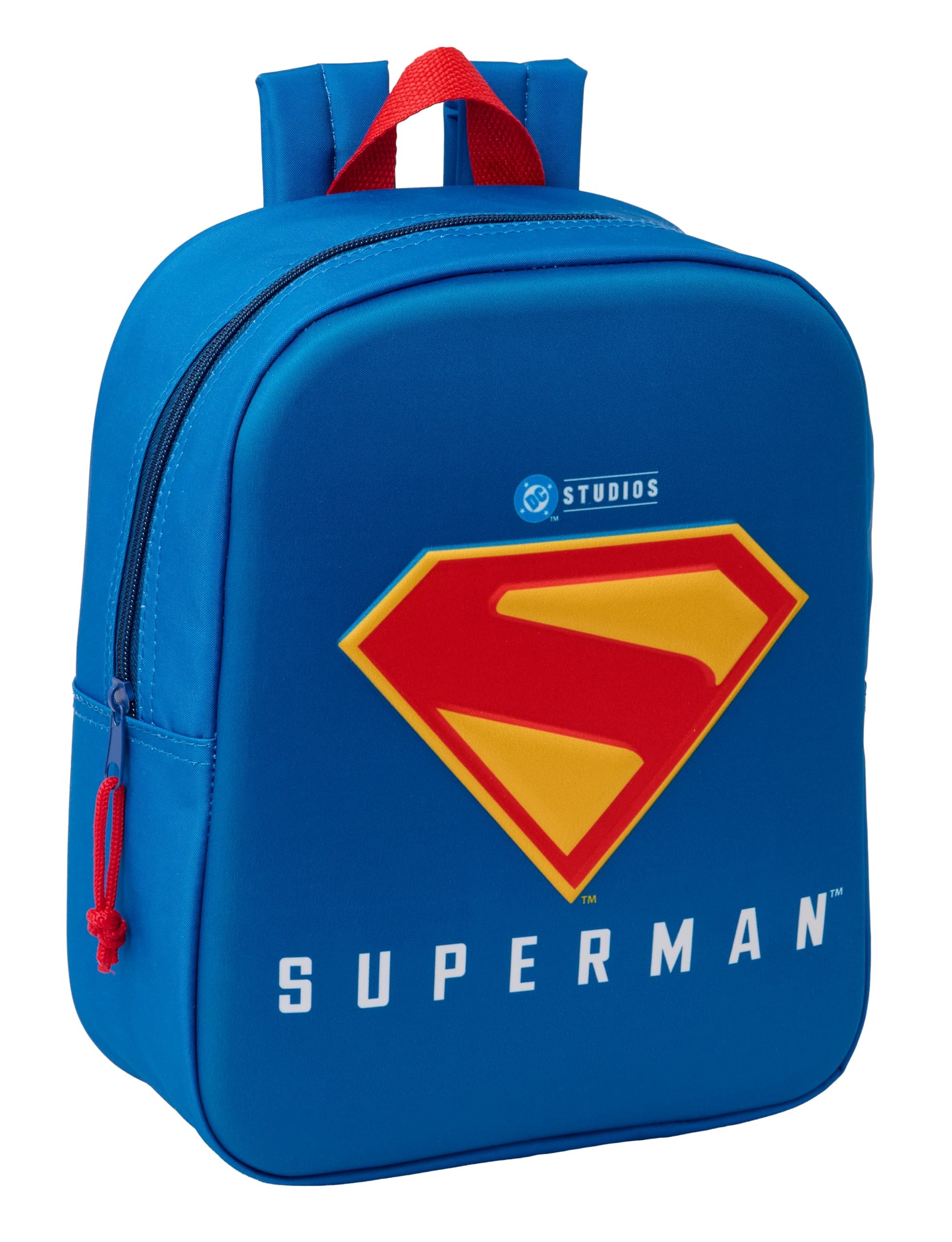 Safta SUPERMAN 3D - Mochila de Guardería 3D, Adaptable a Carro, Fácil Limpieza, Ideal para Niñ
