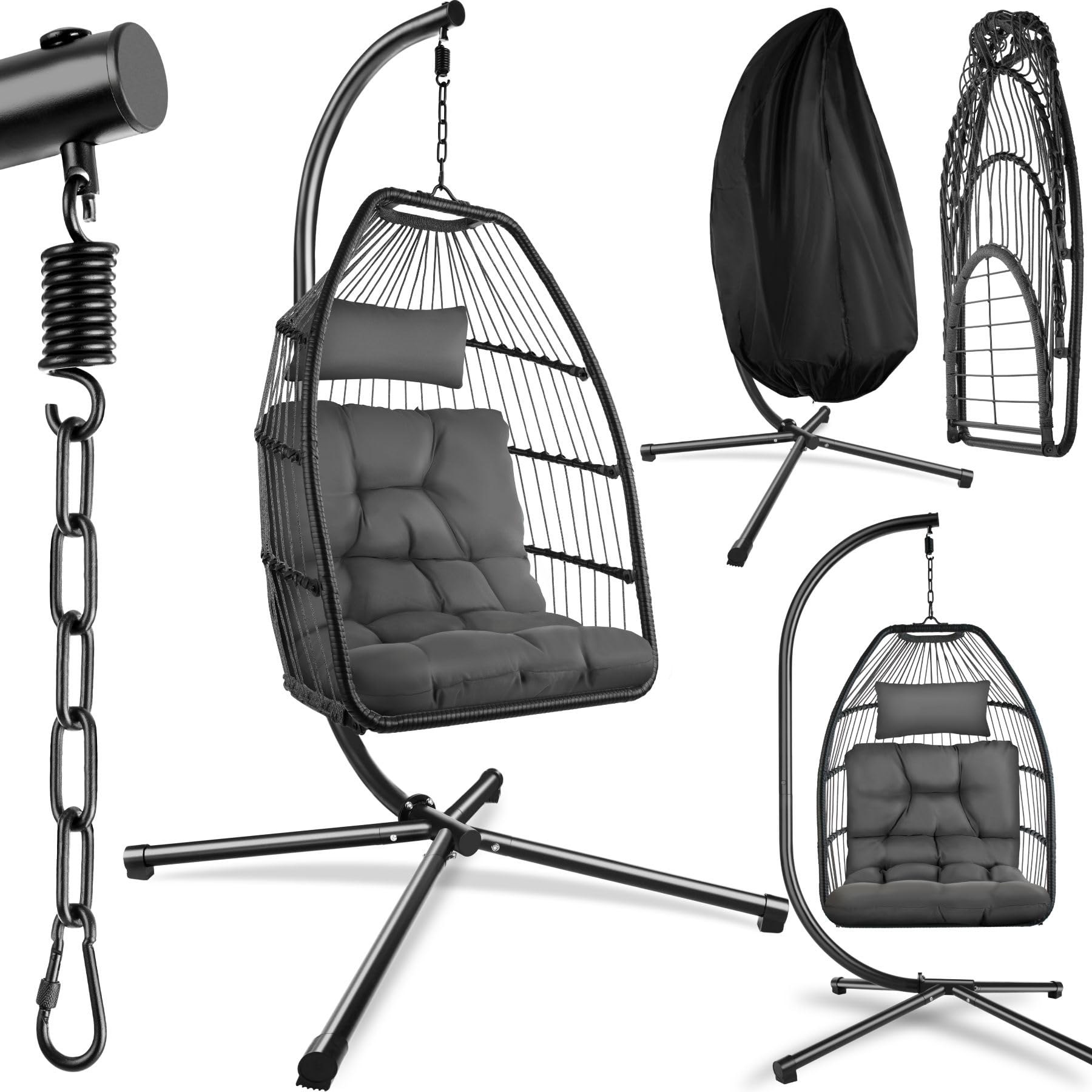 tectake Columpio Jardín Exterior - Silla Colgante con Cojín Extragrueso