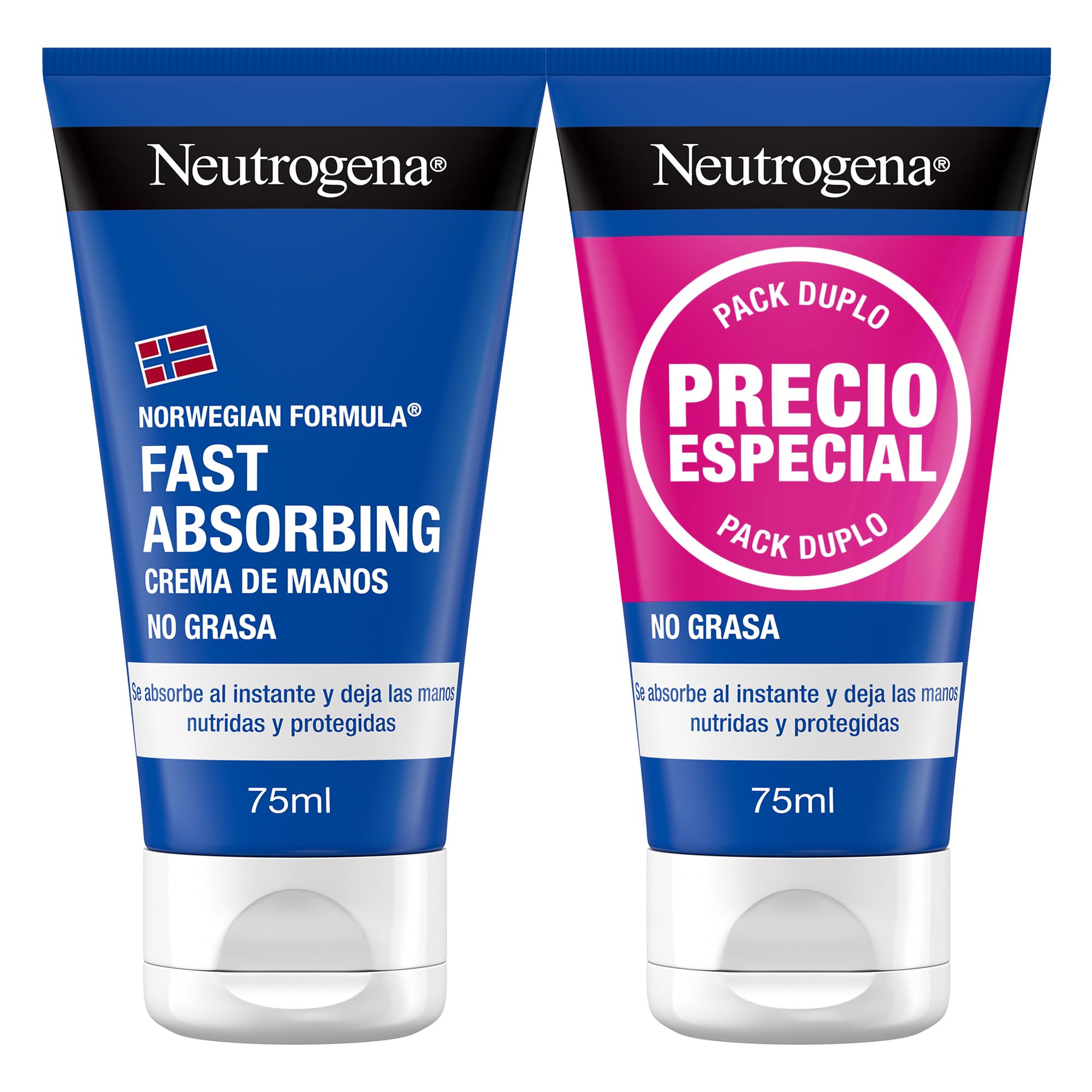 Neutrogena Fórmula Noruega Fast Absorbing Crema de manos No Grasa (pack de 2 x 75 ml), crema man