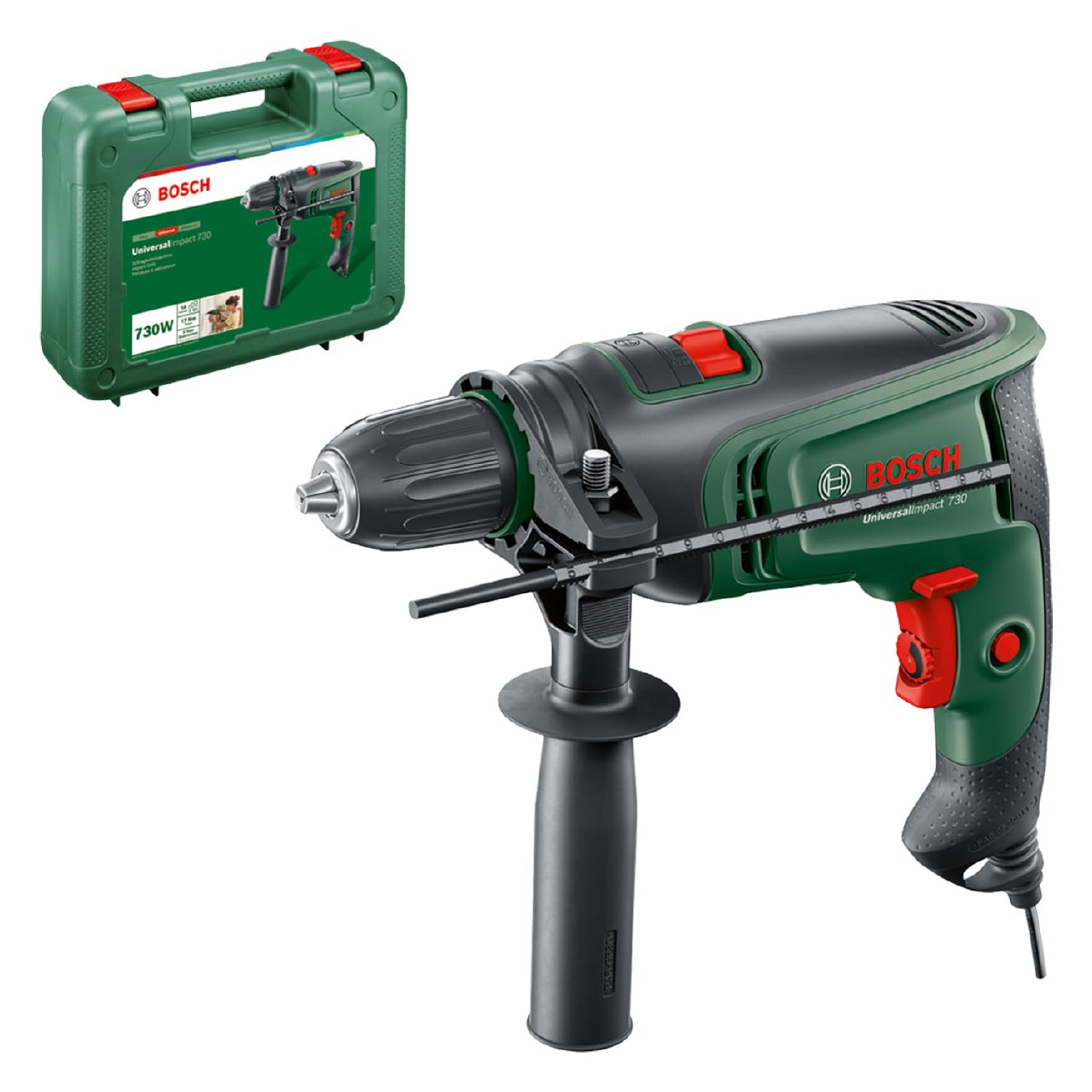 Bosch taladro percutor eléctrico UniversalImpact 730 (taladrado de precisión en mampostería, m