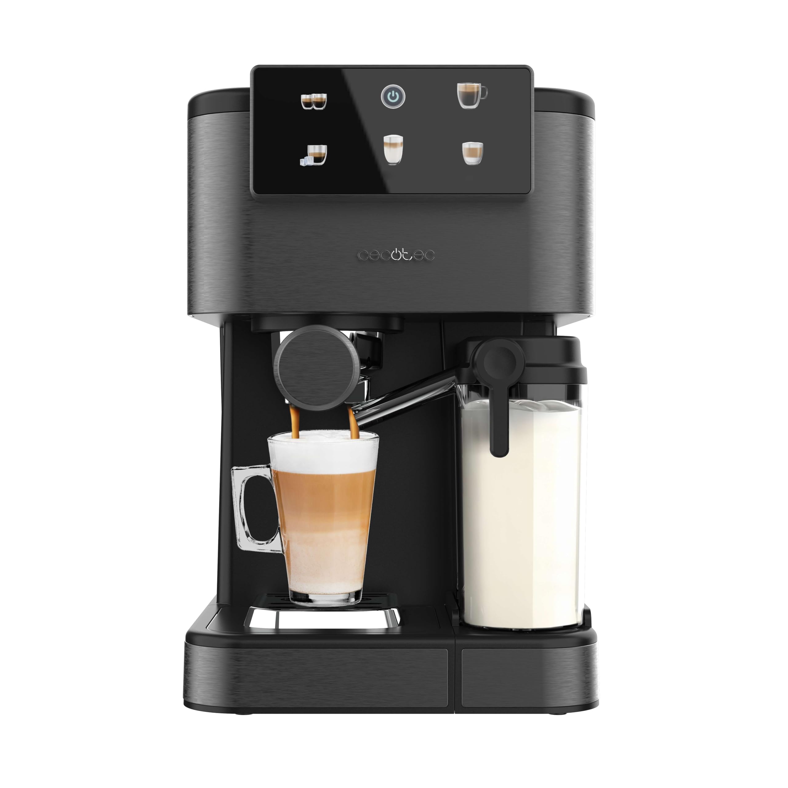 Cecotec Cafetera Express Semiautomática Power Espresso ColdBrew Latte Oscuro. 1350W, 20 Bares, F