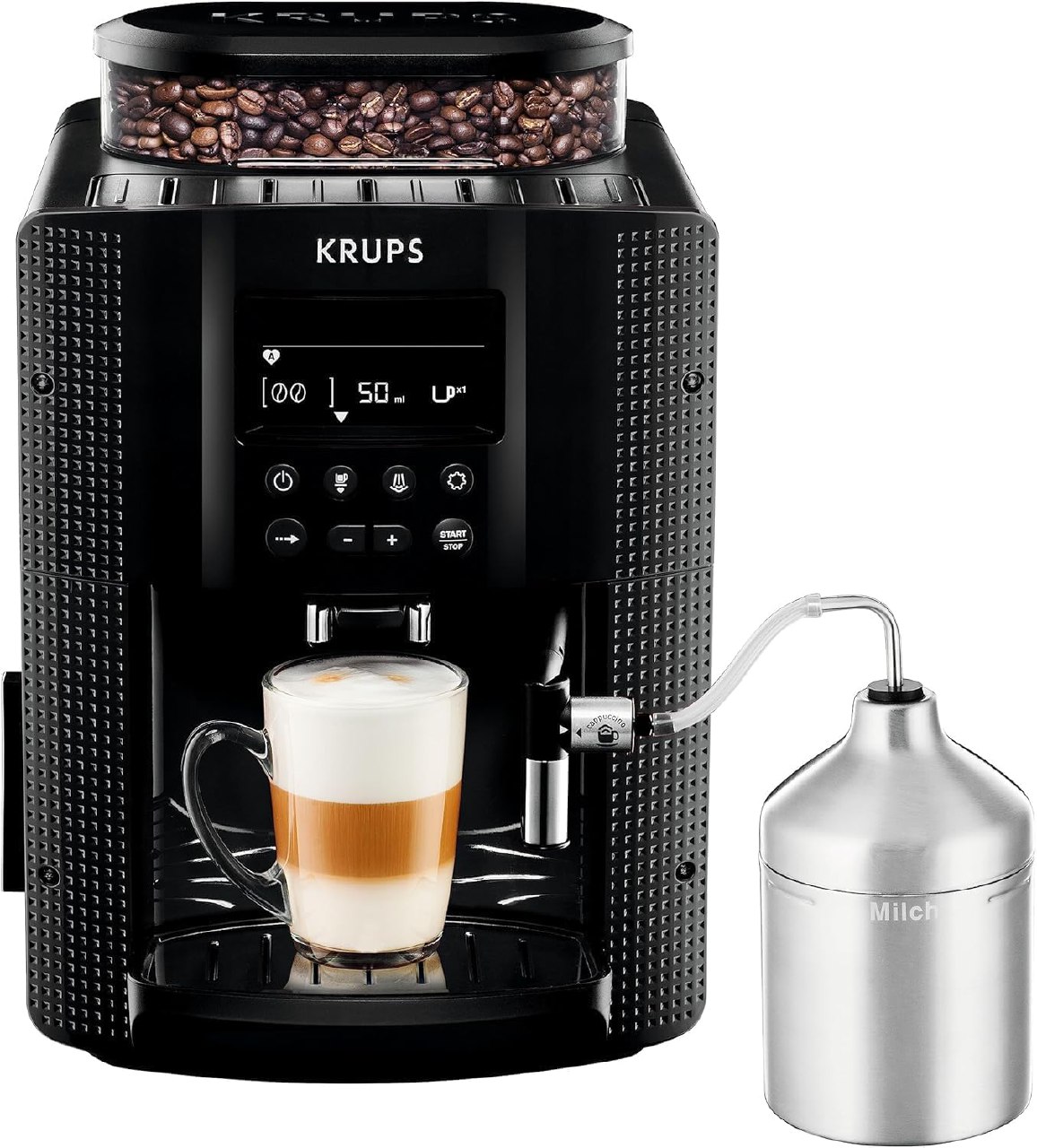 Krups Essential, Cafetera superautomática, Depósito de agua de 1,7 L, 3 niveles de temperatura