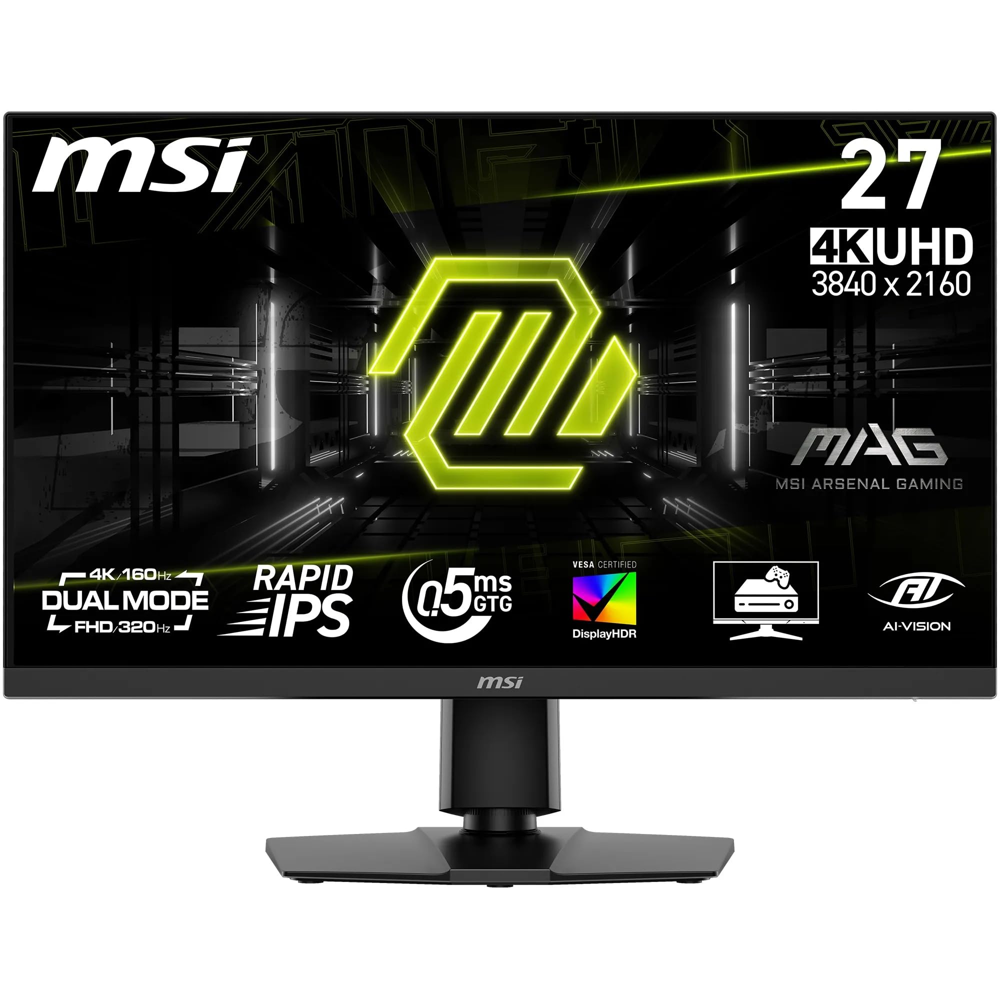 MSI mag 272URDF E16 Monitor Gaming, 27-Inch, 4K UHD, 3840x2160, Rapid IPS, 0.5ms, DisplayHDR 400