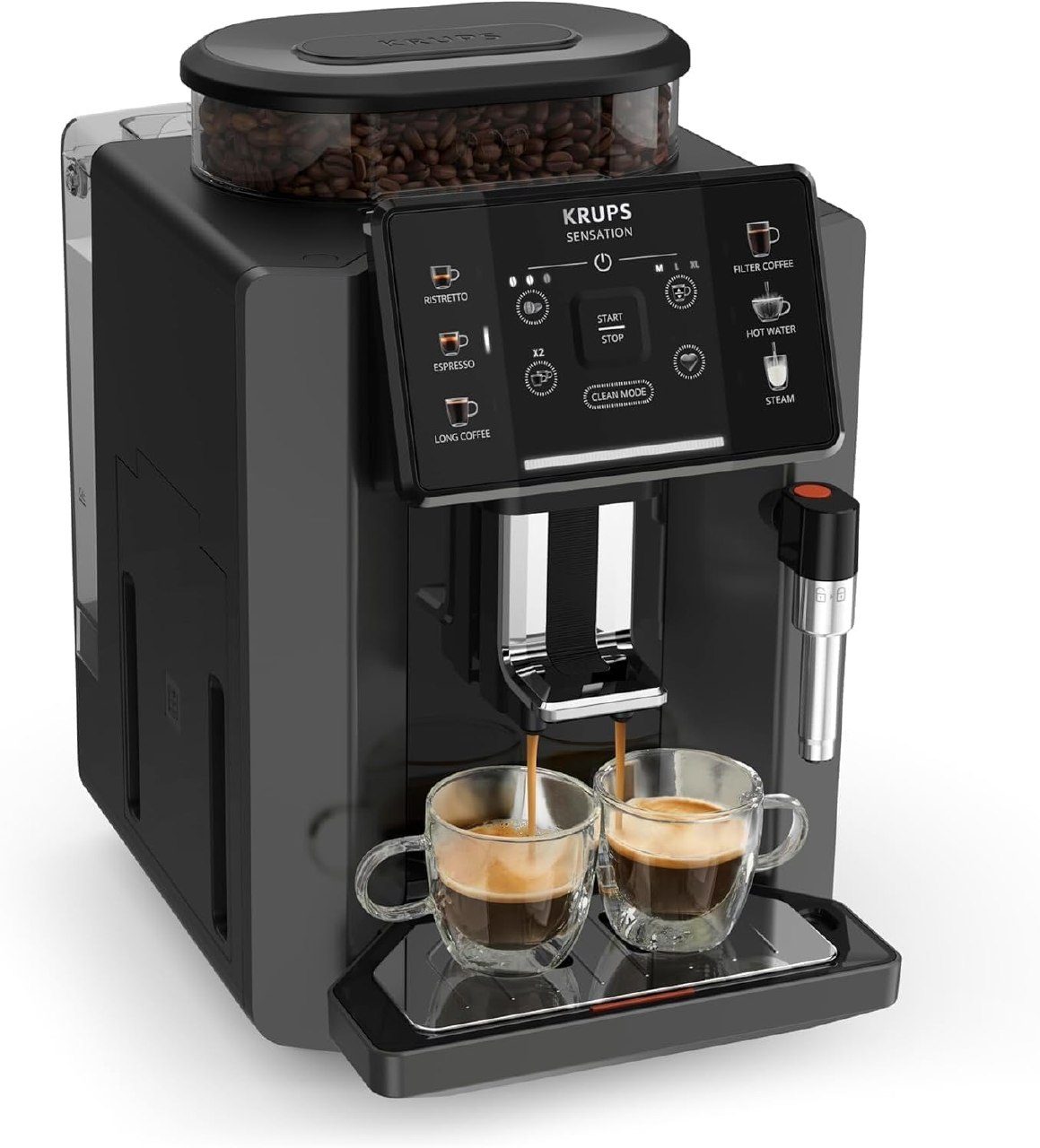 Krups Sensation C50, Cafetera superautomática, Potencia 1450W, Fácil uso, 5 tipos bebidas, Fác