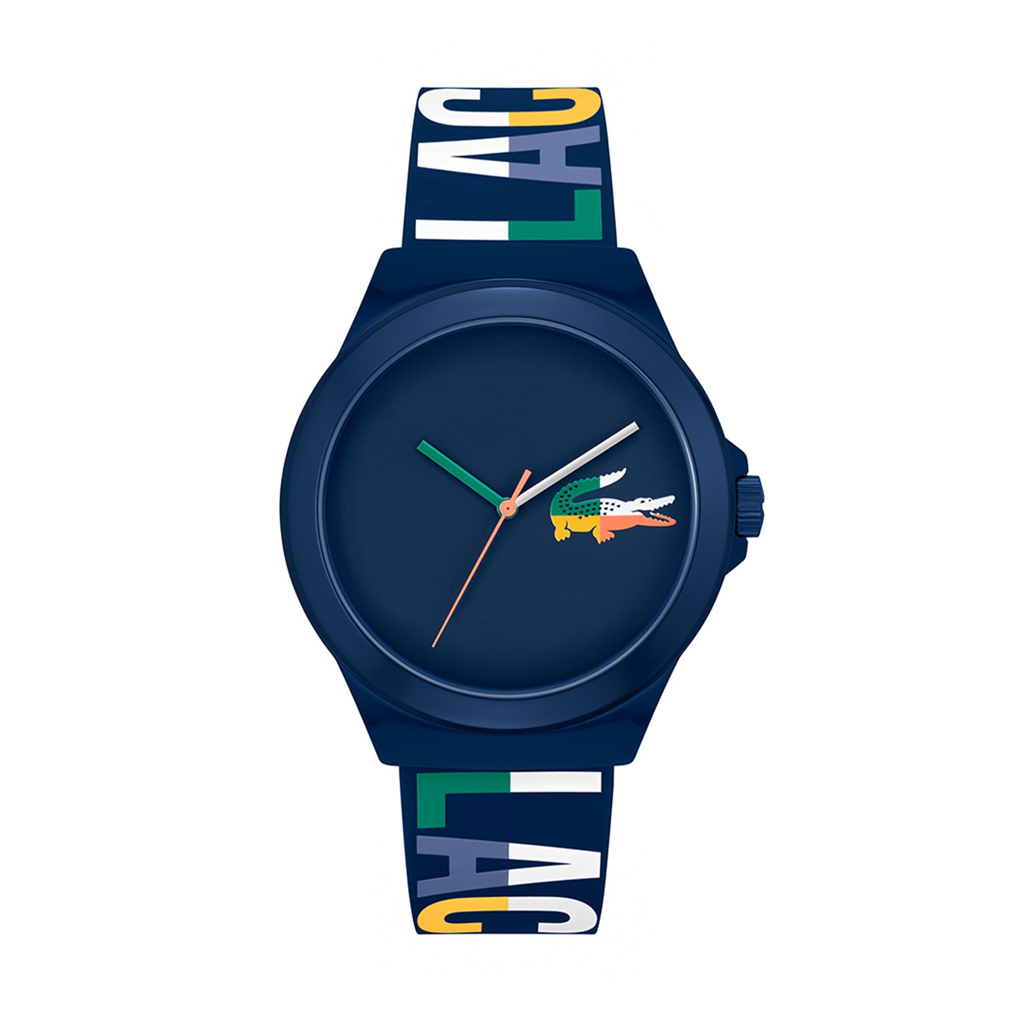 Lacoste Reloj Analógico de Cuarzo para Hombre Colección NEOCROC con Correa de Silicona Azul Mar