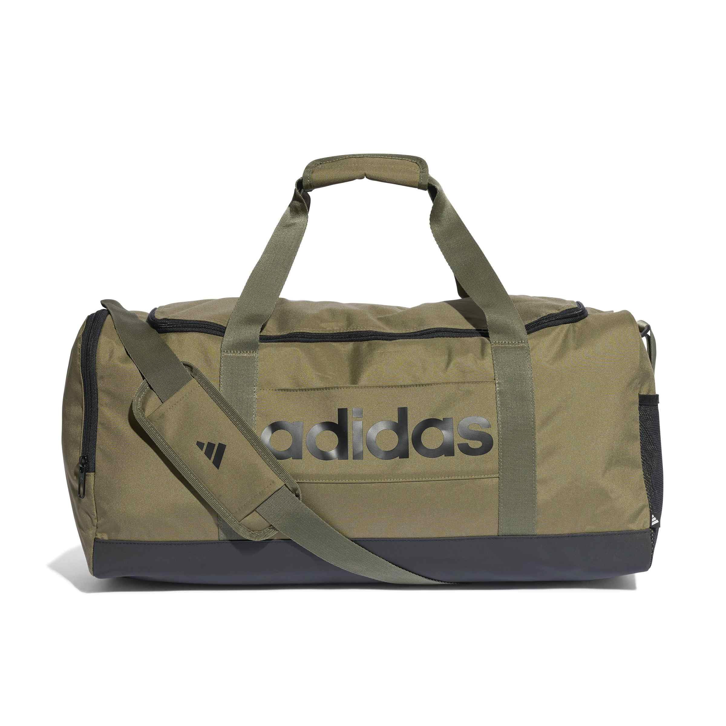 adidas Unisex - Adulto Essentials Linear Duffel Bag, Olive strata/Black, M