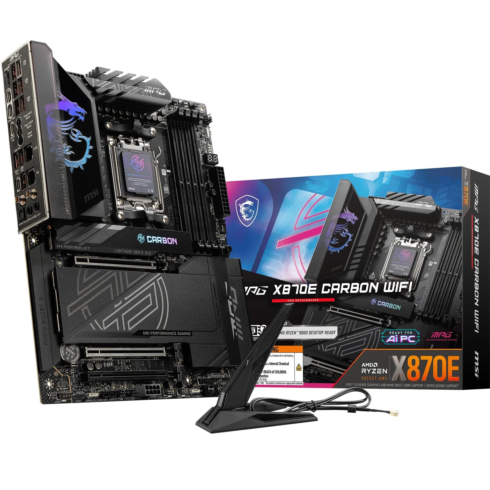 Msi Mpg X870E Carbon Wifi Placa Base, Atx - Soporta Procesadores AMD Ryzen 9000/8000 / 7000, Am5