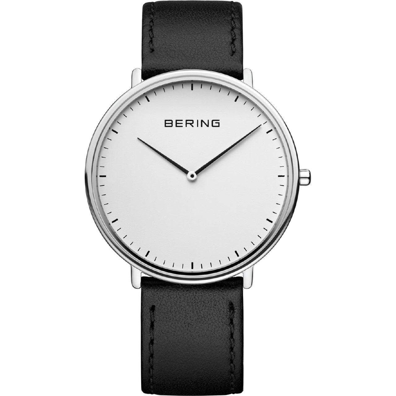 BERING 15739-404 Reloj de cuarzo unisex con caja de acero inoxidable plateado de 39 mm y esfera b