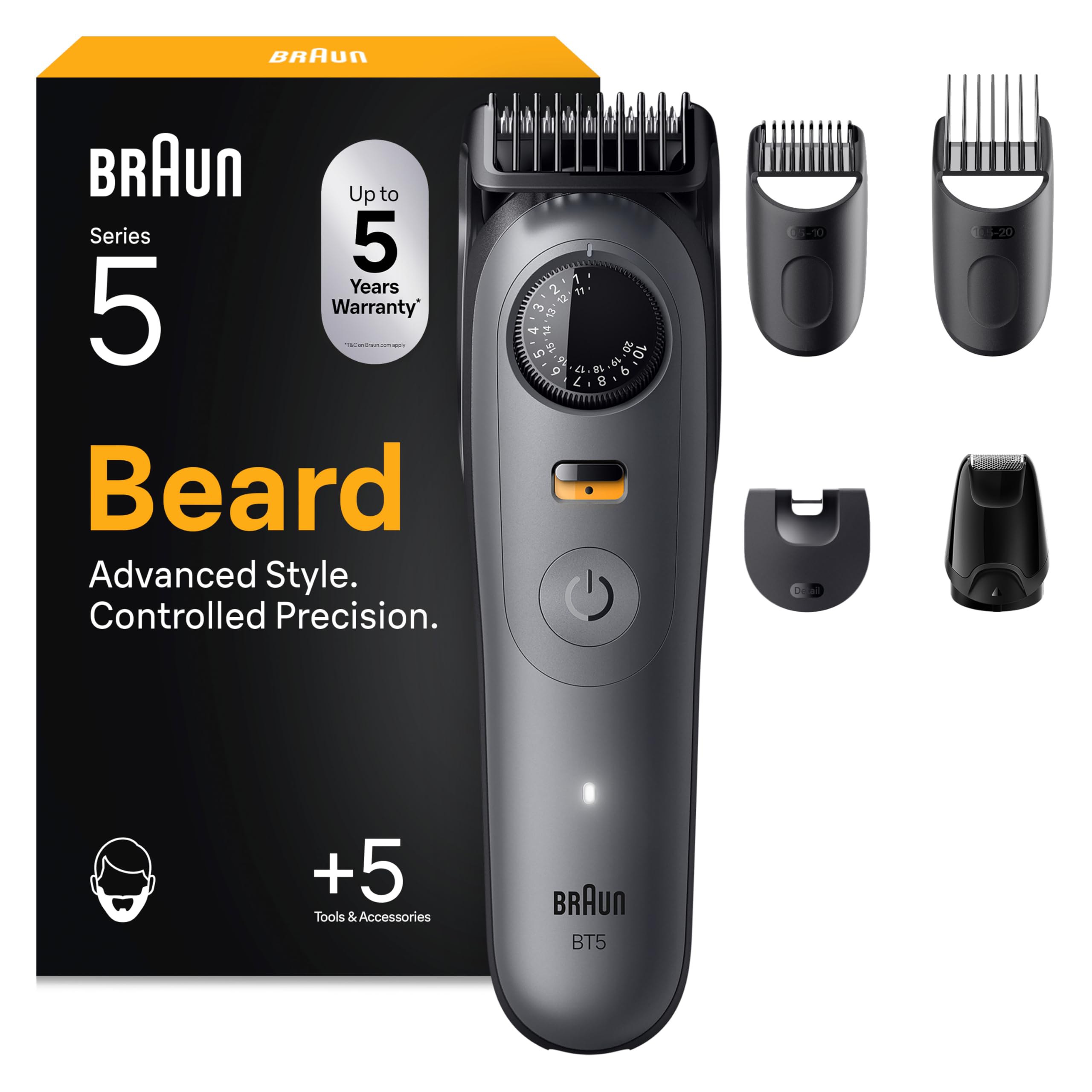 Braun Recortadora De Barba Hombre Series 5 BT5525, Gris - Barbero Recargable Resistente Al Agua