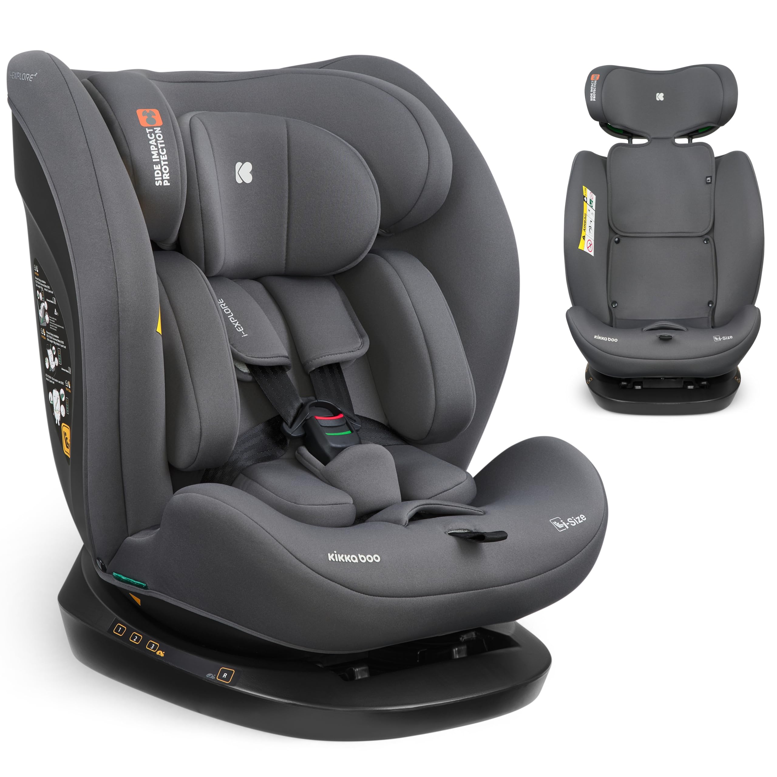 KikkaBoo Silla Coche Bebé sin ISOFIX i-EXPLORE 2, Grupo 0 1 2 3, i-Size 40-150 cm, Reclinable, 0