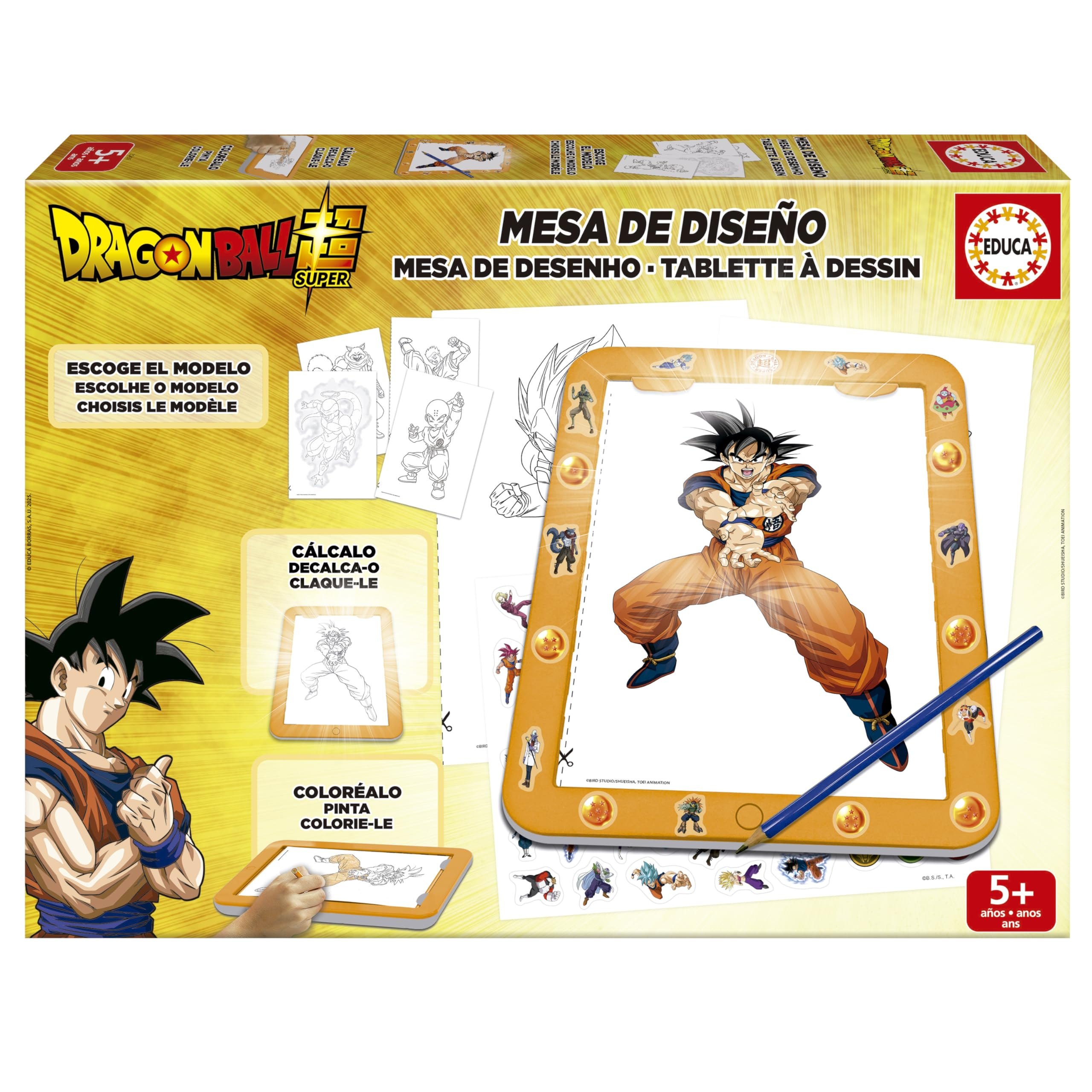 Educa - Mesa Diseño Dragon Ball. CREA, colorea y Decora con la Nueva Tableta de Dibujo Luminosa