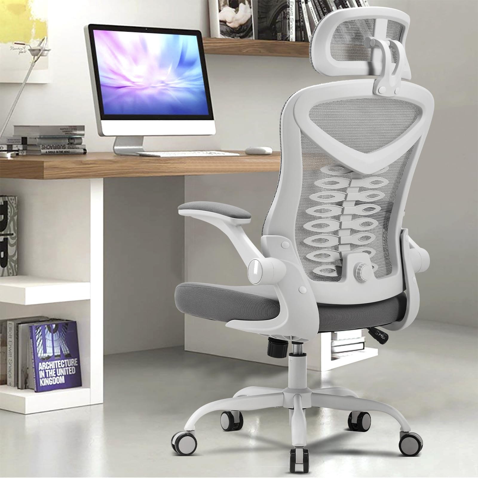 Magic Life Silla de Escritorio Sillas de Oficina Reposabrazos abatible de 90 ° Silla ergonómica