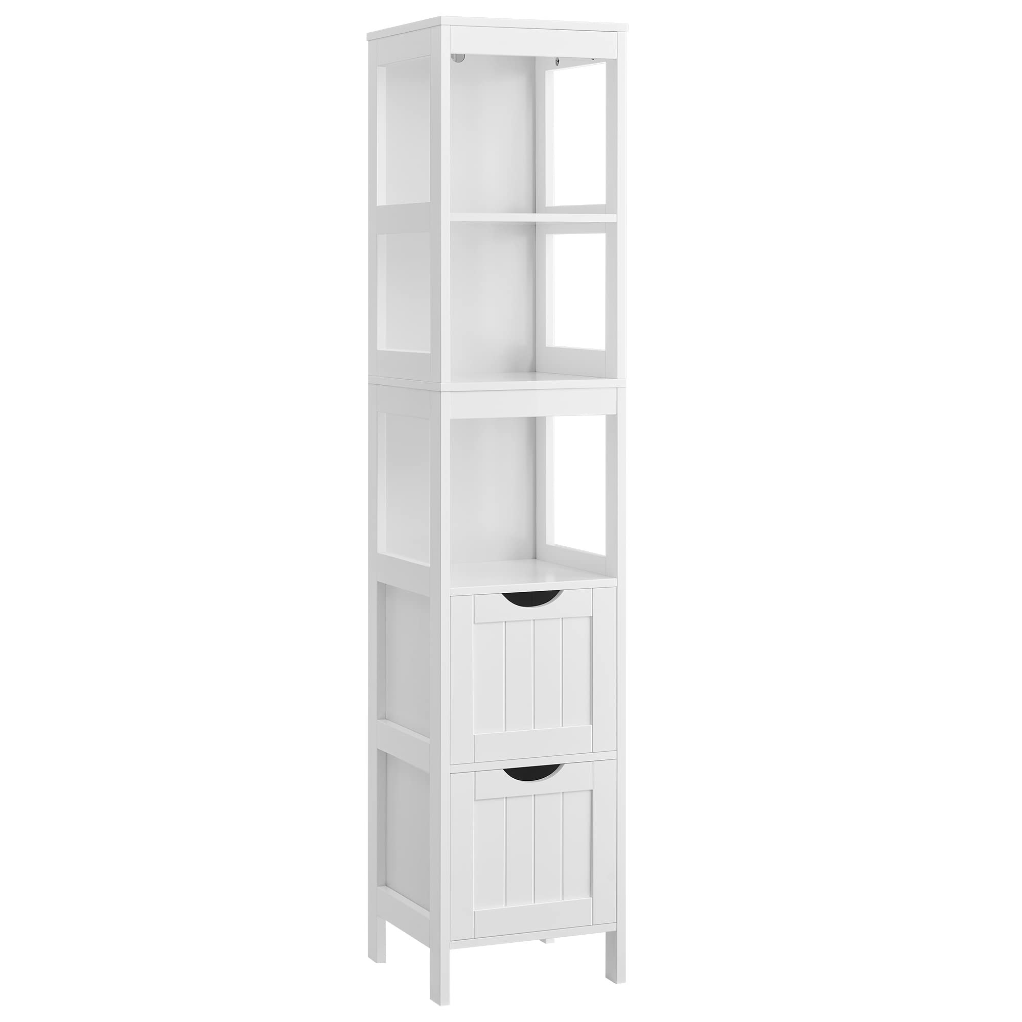 VASAGLE Mueble de Baño, Armario Independiente, Cómoda de 2 Cajones, 3 Compartimentos Abiertos