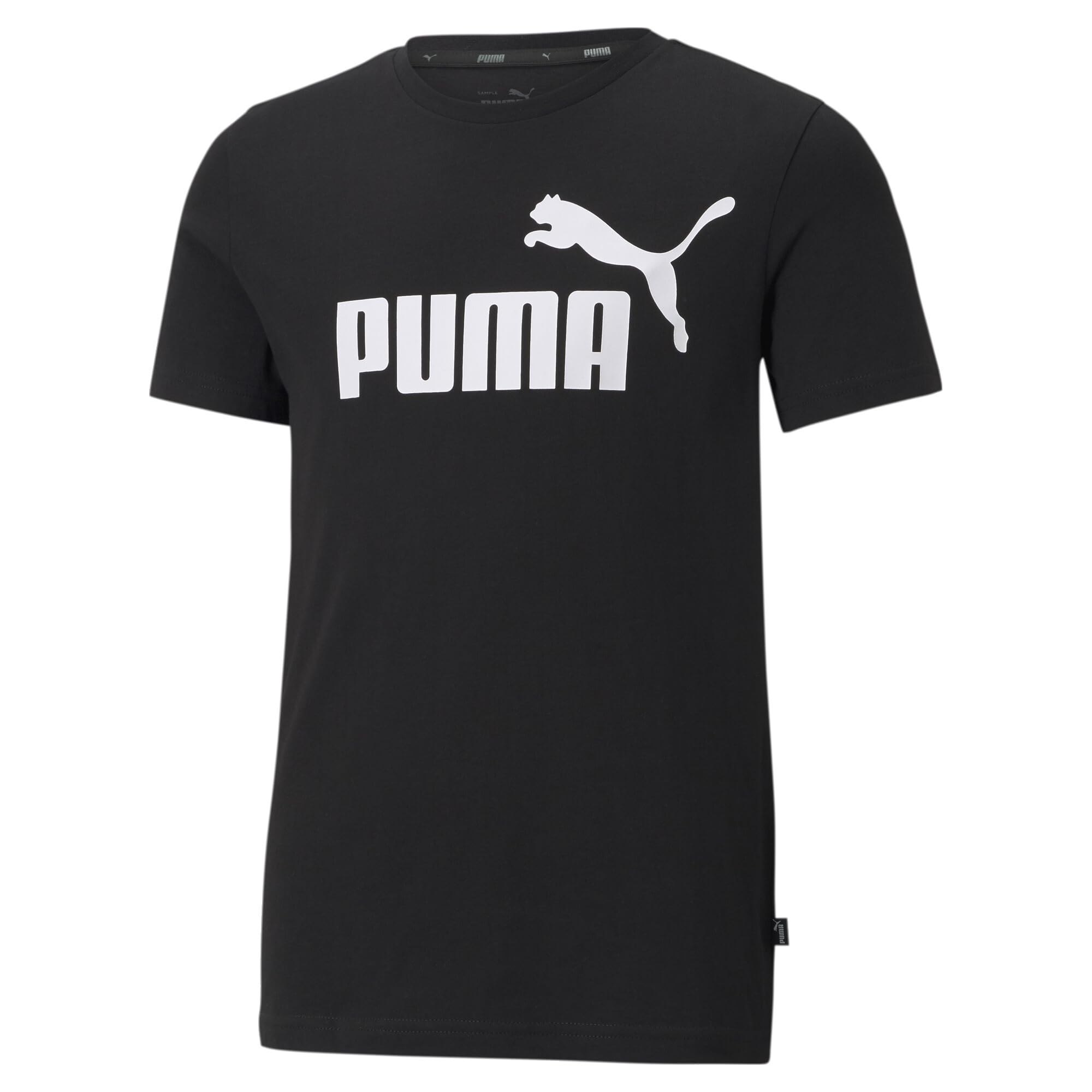 PUMA Ess Logo Tee B Camiseta para niño, Negro, XS