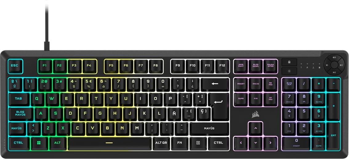 Corsair K55 Core RGB Teclado de Membrana con Cable para Juegos – QWERTY español – Interrupto