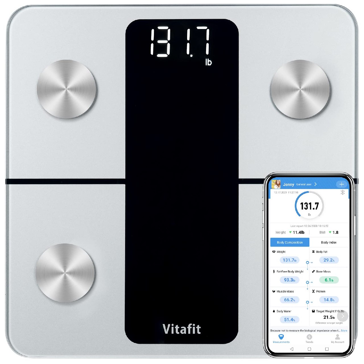 Vitafit Bascula de Baño con Alta Precisión