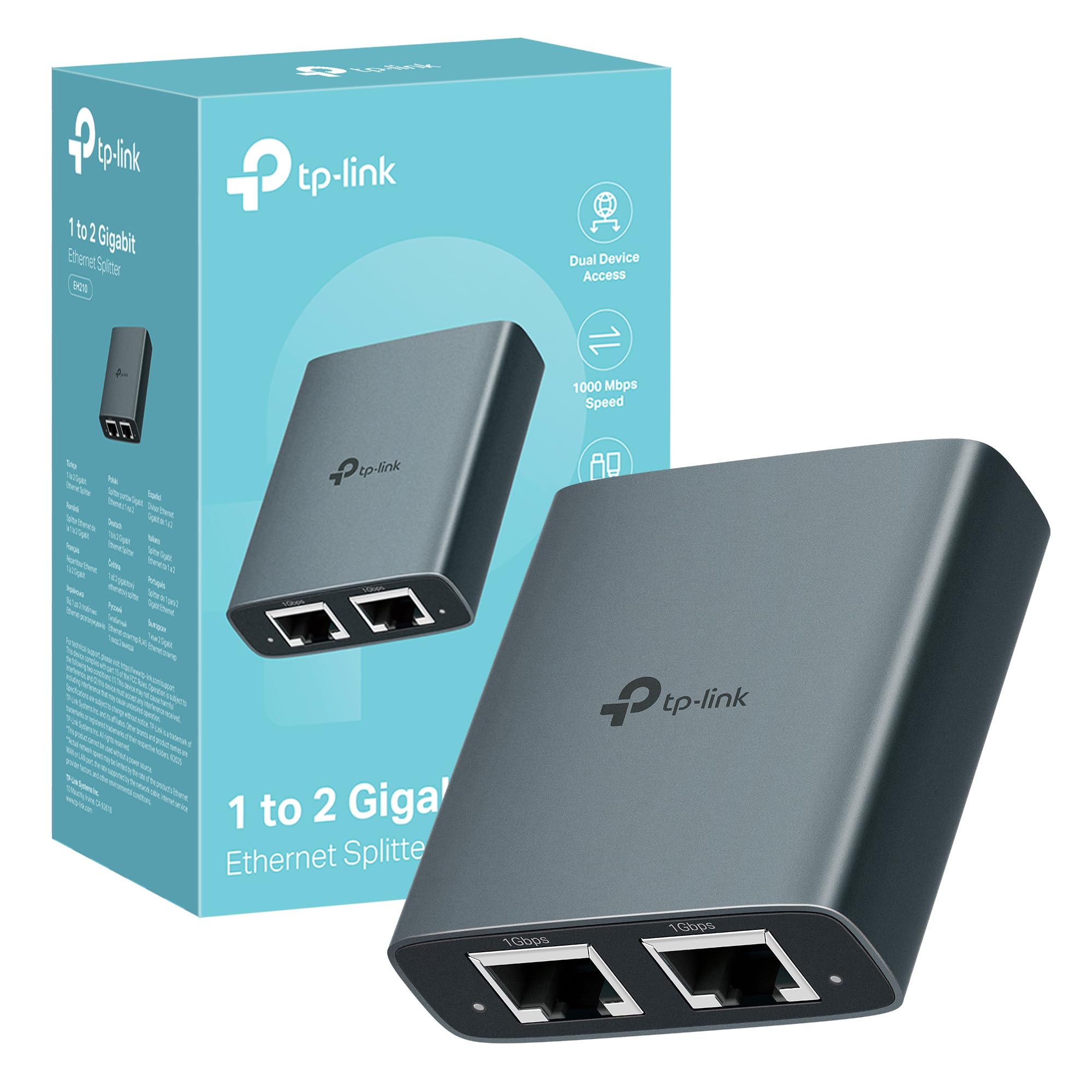 TP-Link EH210 - Switch ethernet,Adaptador Switch gigabit 1 a 2 Puertos RJ45, Splitter Duplicador