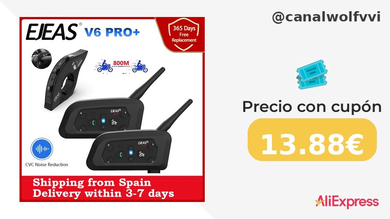 Bajada De Precio Ejeas V6 Pro + Intercomunicador Para Casco De Motocicleta Auri oferta descuento