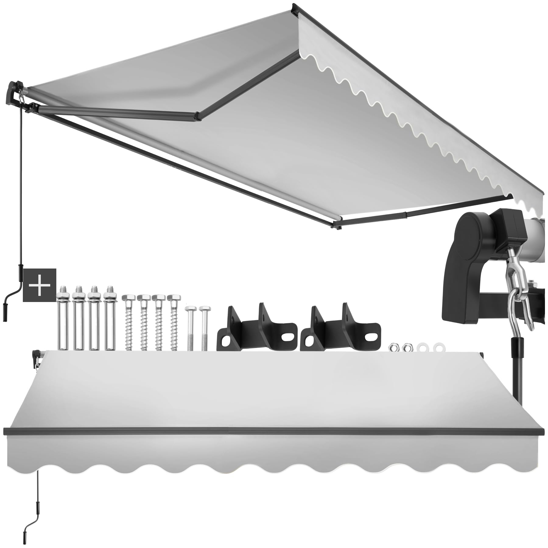 tectake® toldo retractil con Brazos articulados, fácil de Manejar con manivela, Estructura de A