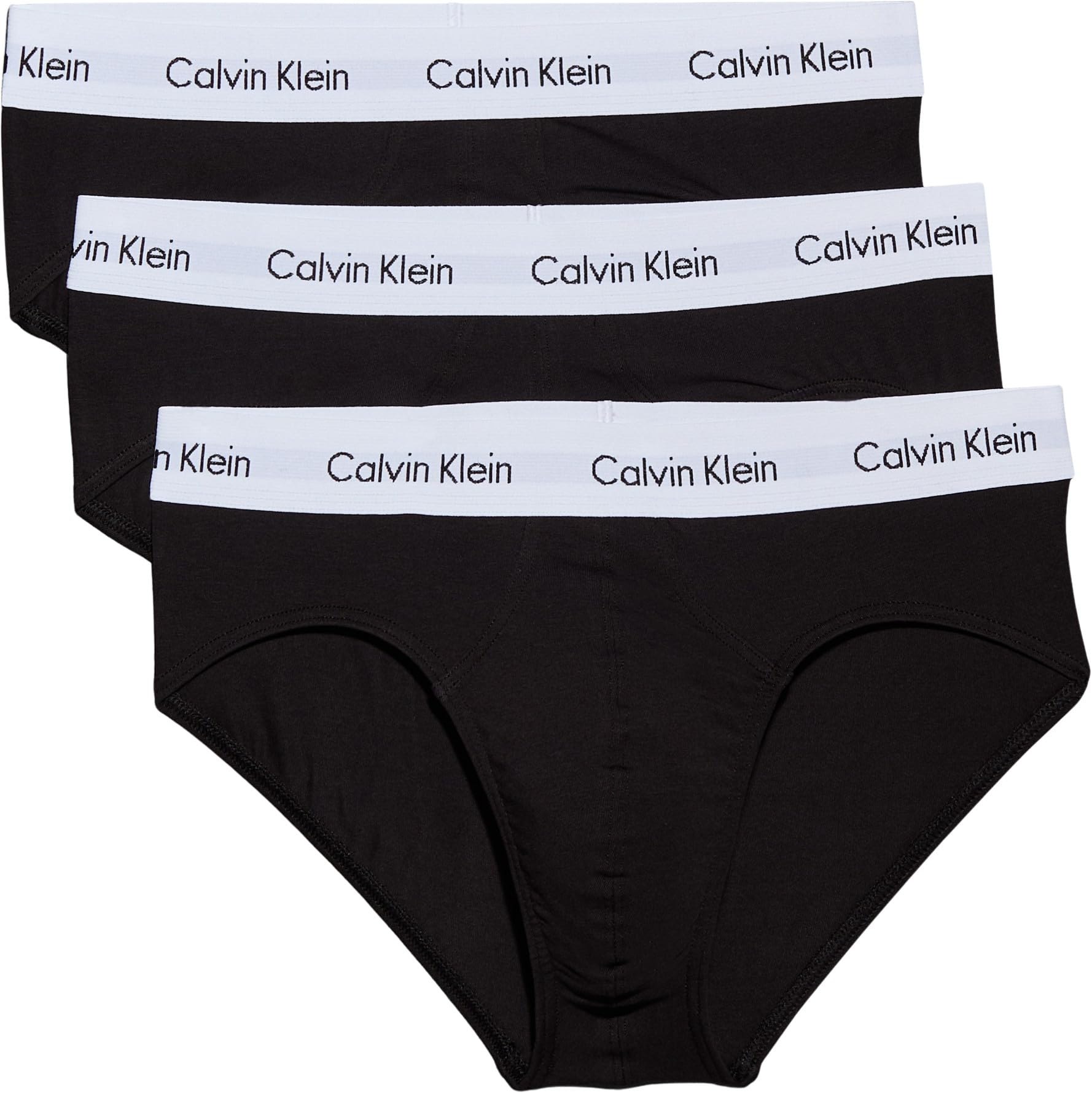 Calvin Klein Calzoncillos Hip Briefs Hombre Pack de 3 Ropa Interior, Negro (Black), L