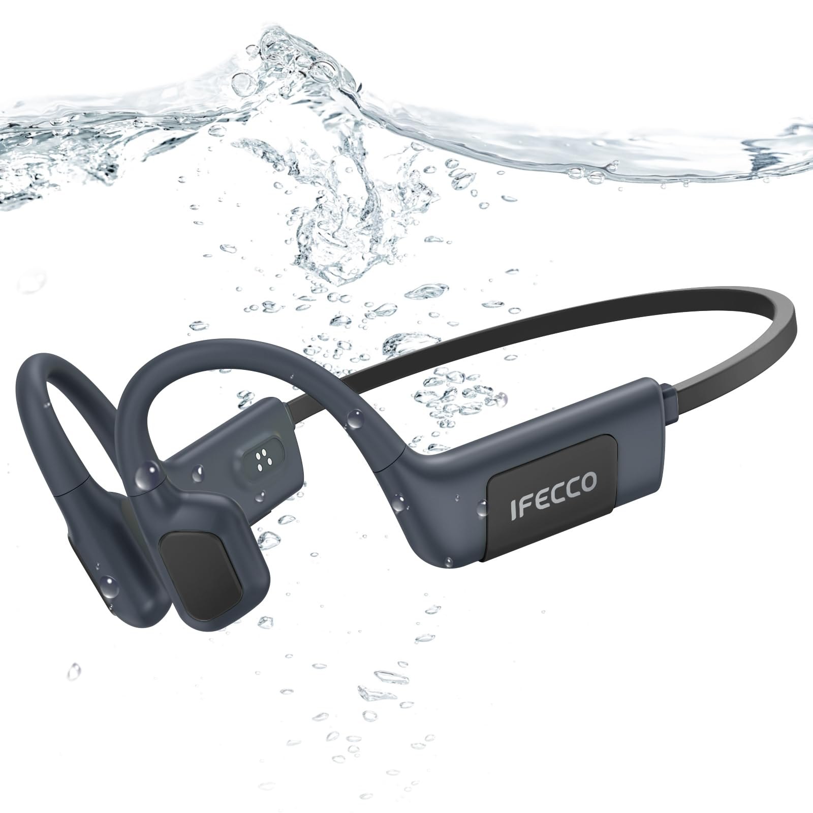 IFECCO Auriculares Conduccion Osea Natacion - IP68 Resistente al Agua Cascos para Nadar Bluetooth