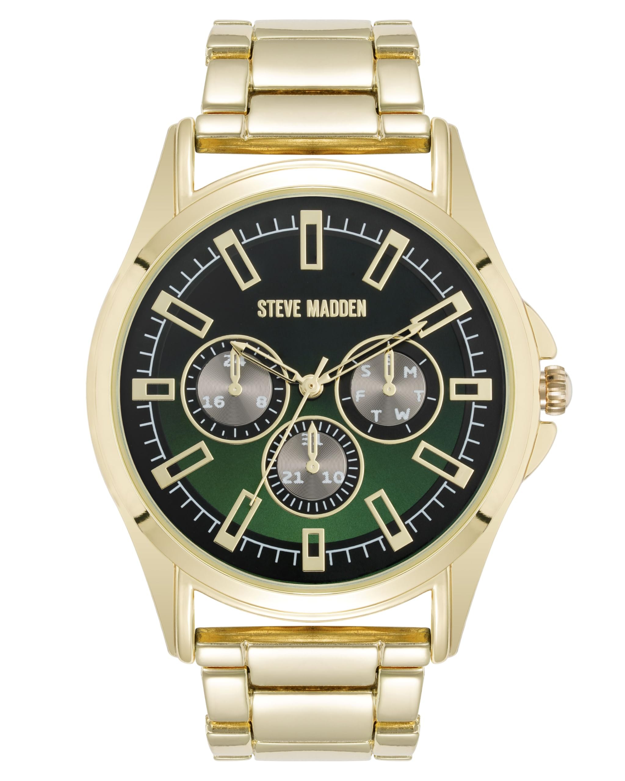 Steve Madden Reloj para Hombre con Pulsera, Oro/Verde
