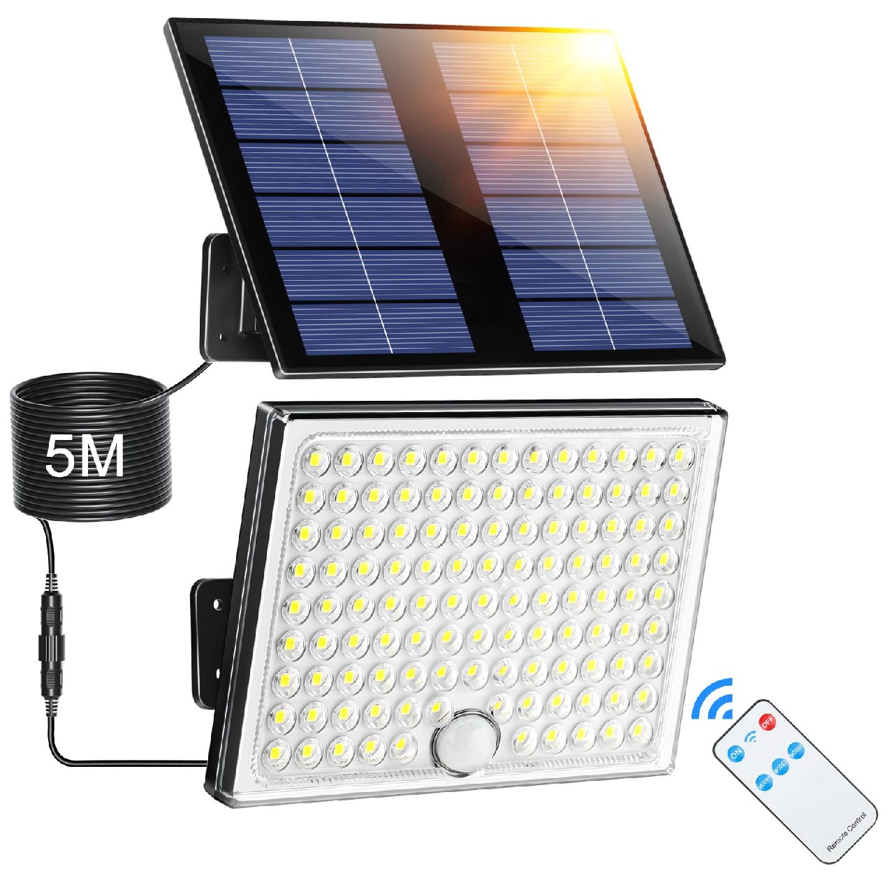 Luz Solar Exterior con Sensor de Movimiento y Control Remoto