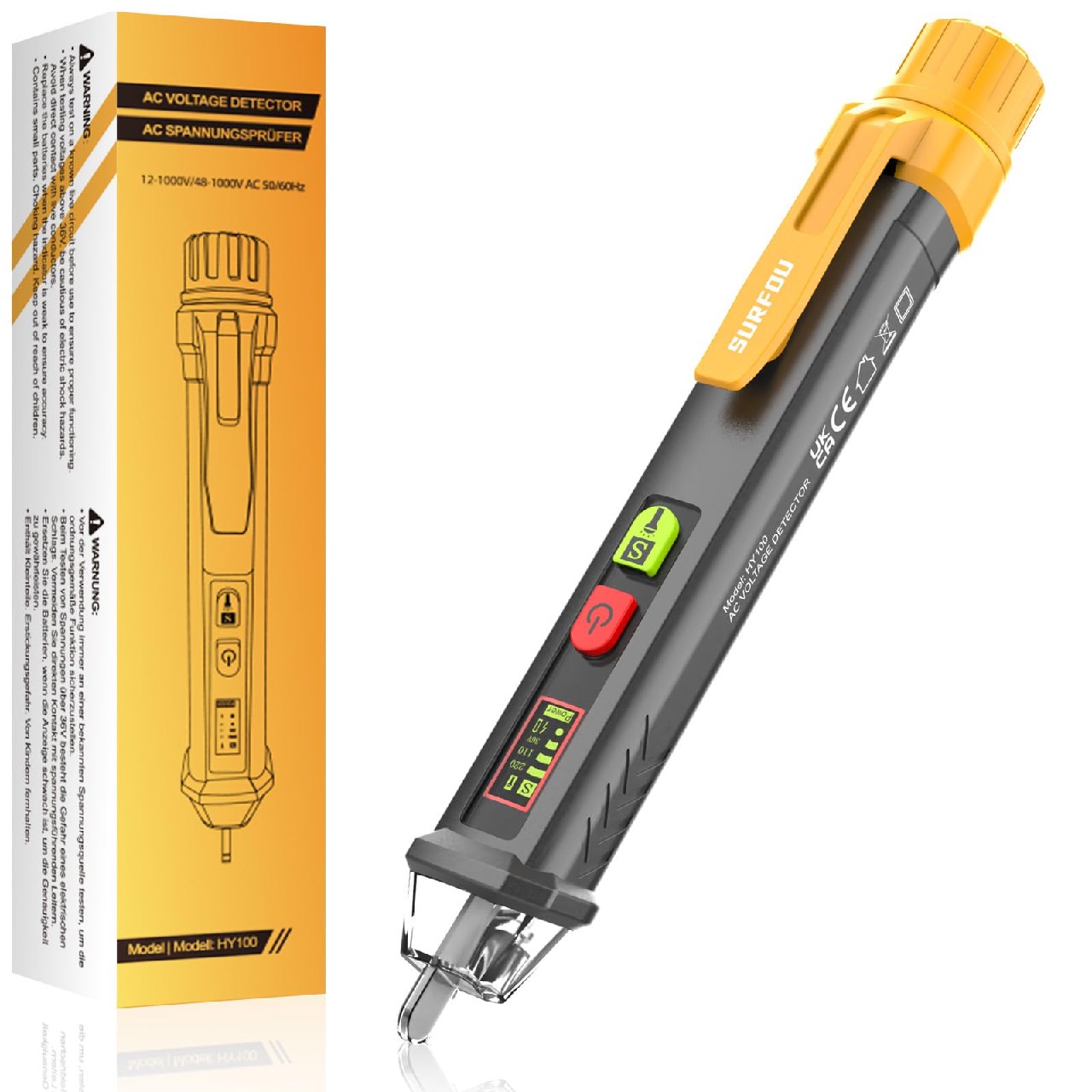 Detector de Voltaje SURFOU con Linterna LED y Alarma