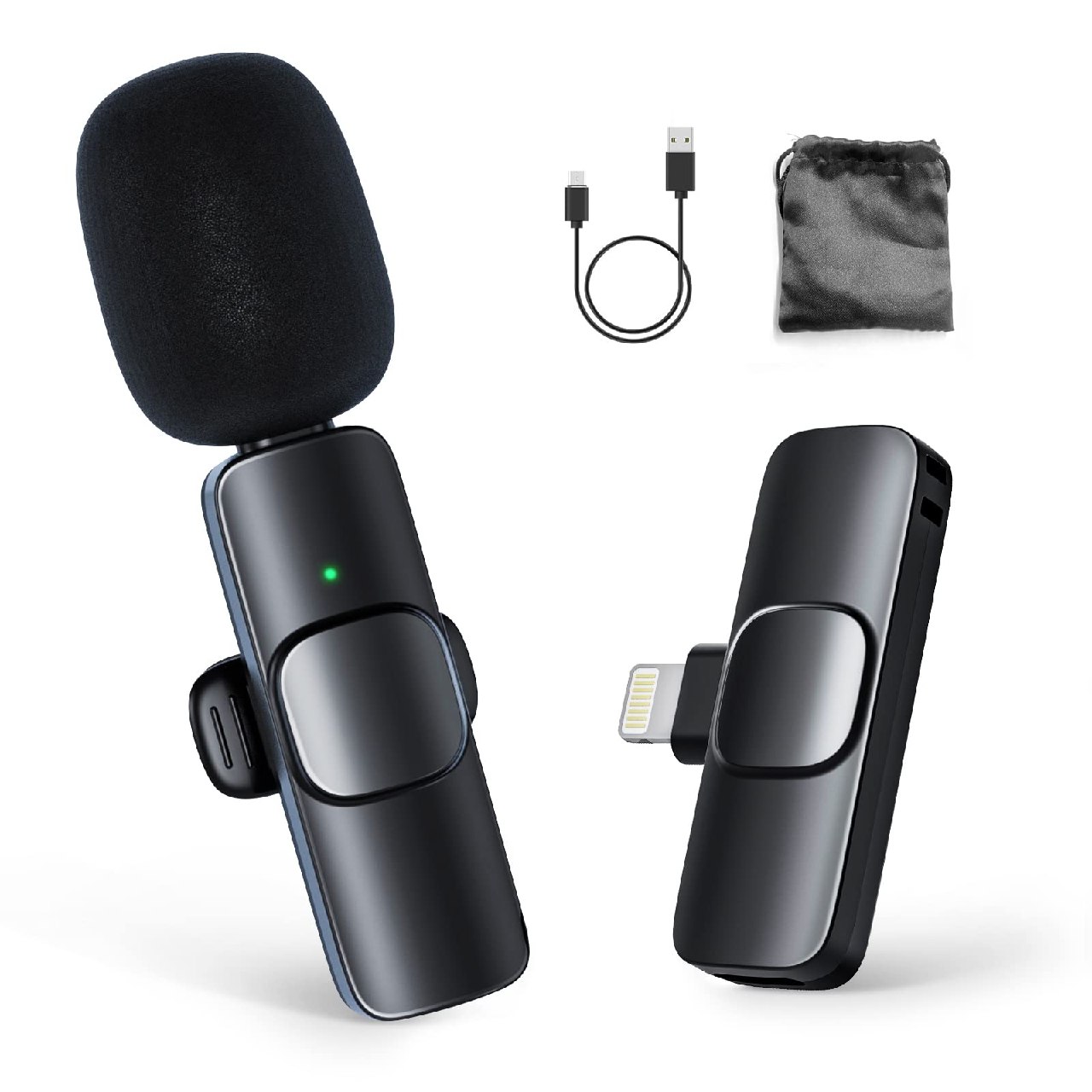 Moman Microphone Cravate Sans Fils, CP1(A) 2.4GHz Micro Wireless Lavalier (Lightning Adaptateur)