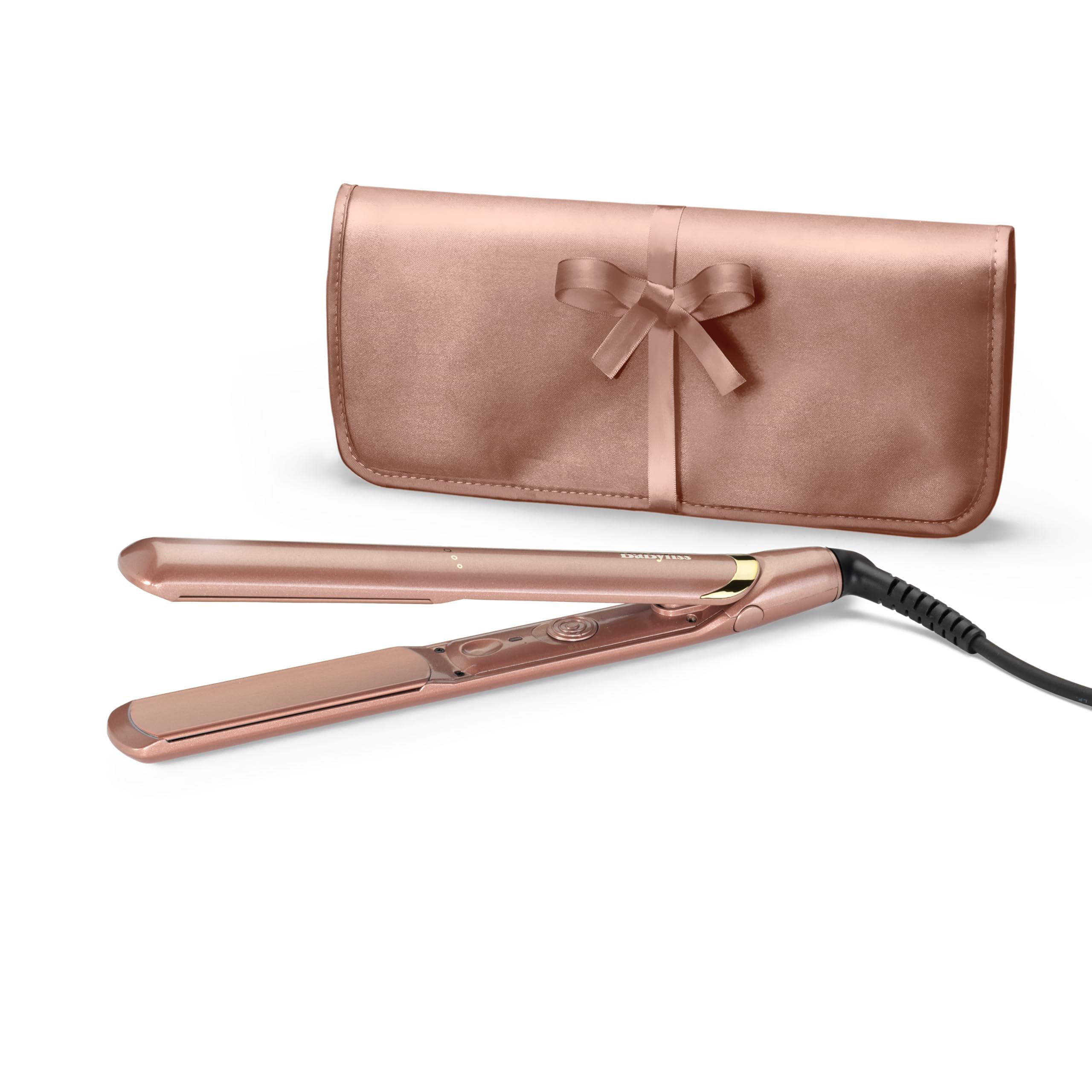 BaByliss Plancha de Pelo Rose Gold - Placas de cerámica, Peinado suave, Multivoltaje, Plancha de