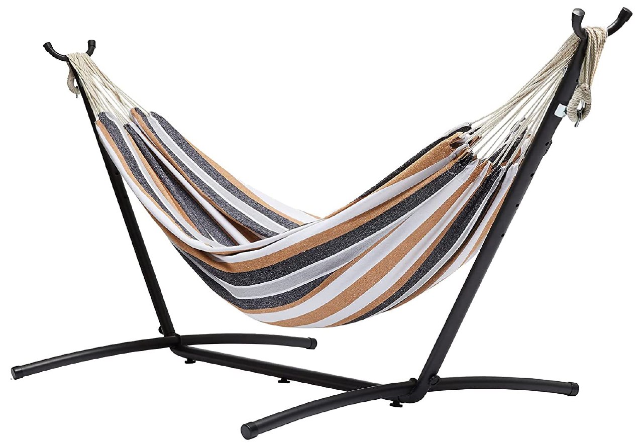 Amazon Basics medianas Hamaca de tela con soporte, Abigarrado, 300 x 117 x 100 cm